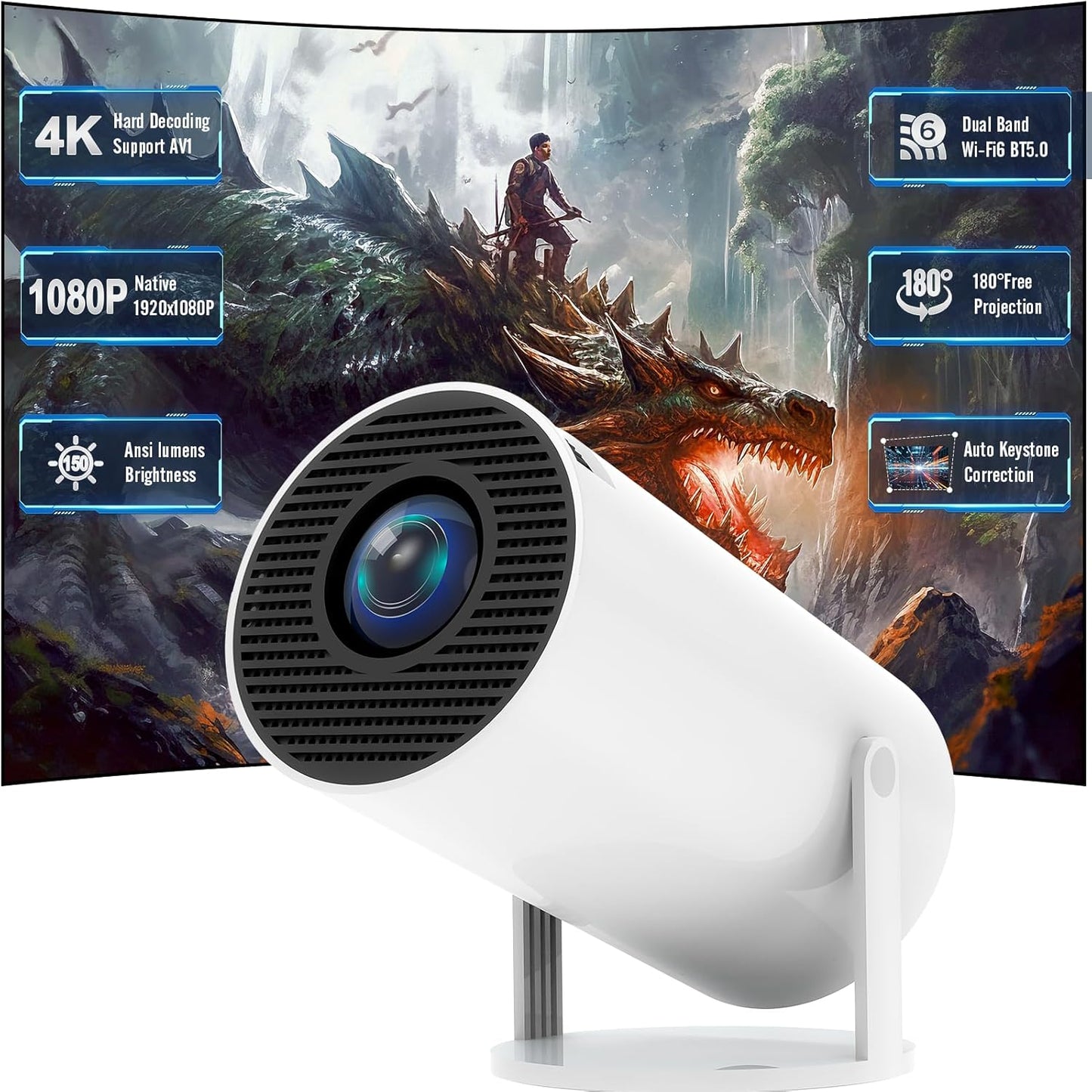 1080P FHD WiFi Mini Projector for Outdoor Entertainment