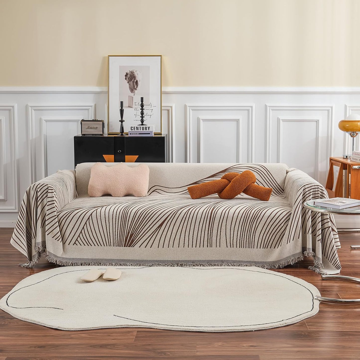 VClife XXL Sofa Cover Chenille Couch Cover for 3 Cushion Sofa