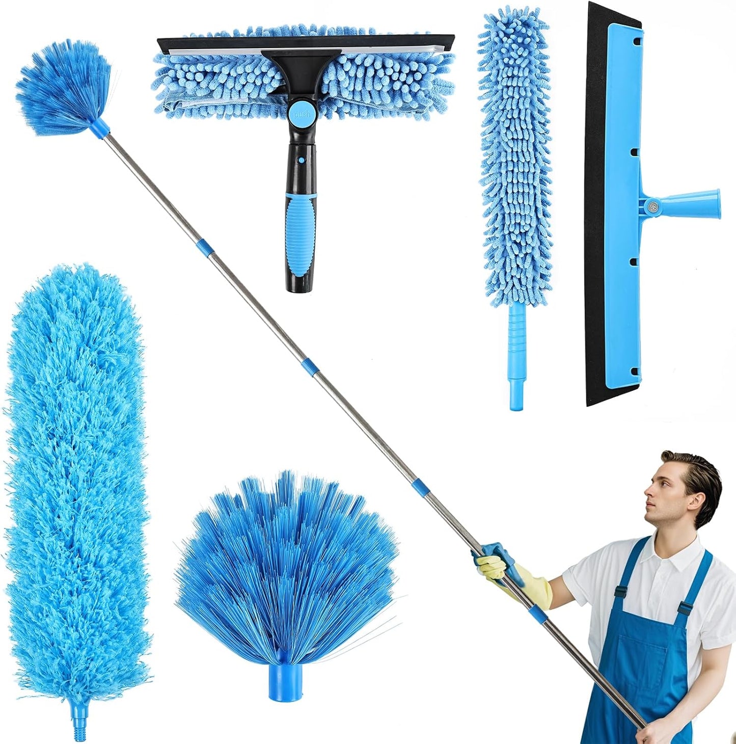 High Reach Duster Kit with 14 ft Extension Pole for Cleaning