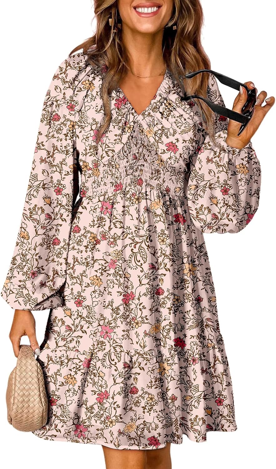Dokotoo Fall Dresses for Women 2025 Boho Floral V Neck Style