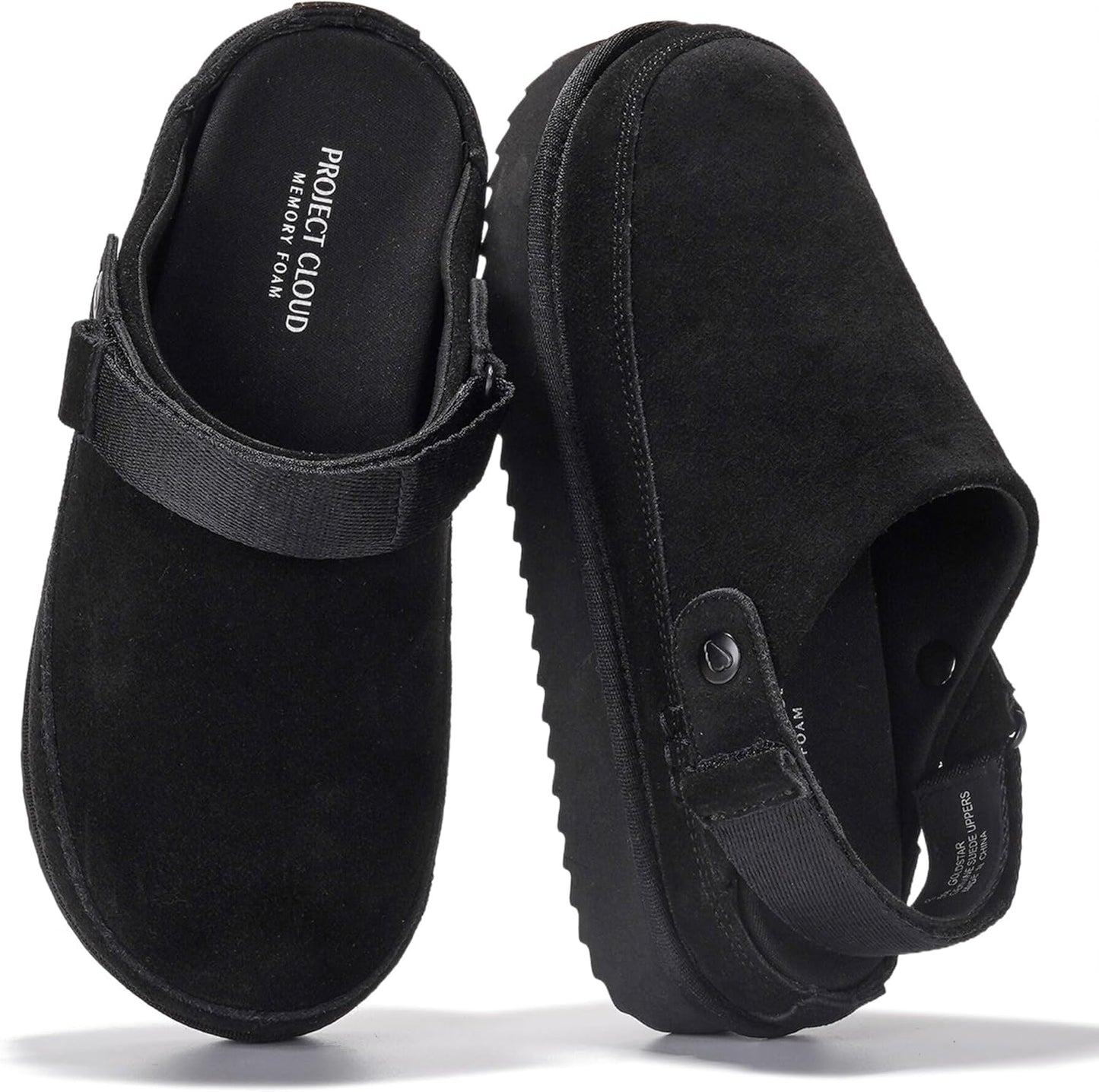 Genuine Suede Clogs for Women - Comfortable Memory Foam Mules