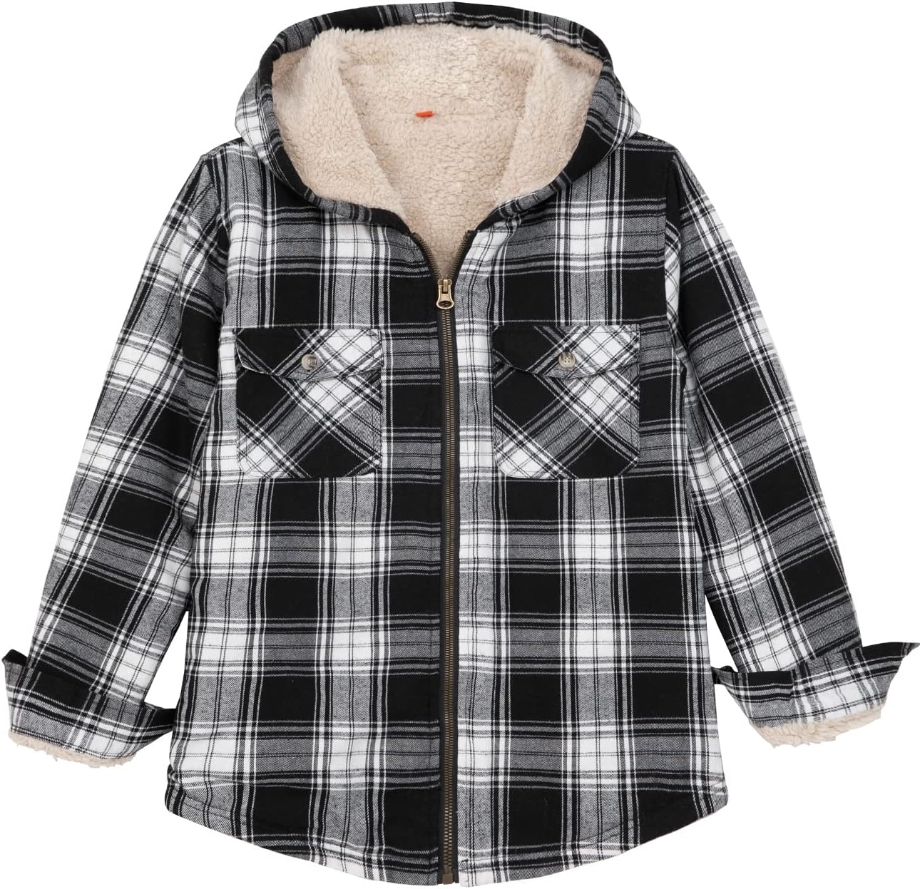 Boys Sherpa Lined Full Zip Flannel Plaid Shirt Jacket for Comfort