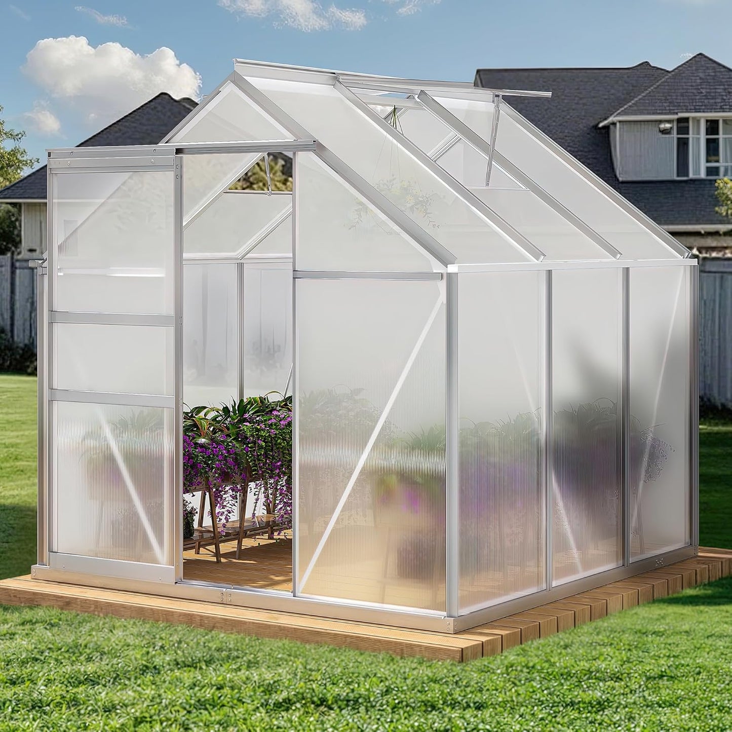 YITAHOME 6x6FT Heavy Duty Polycarbonate Greenhouse for Gardens