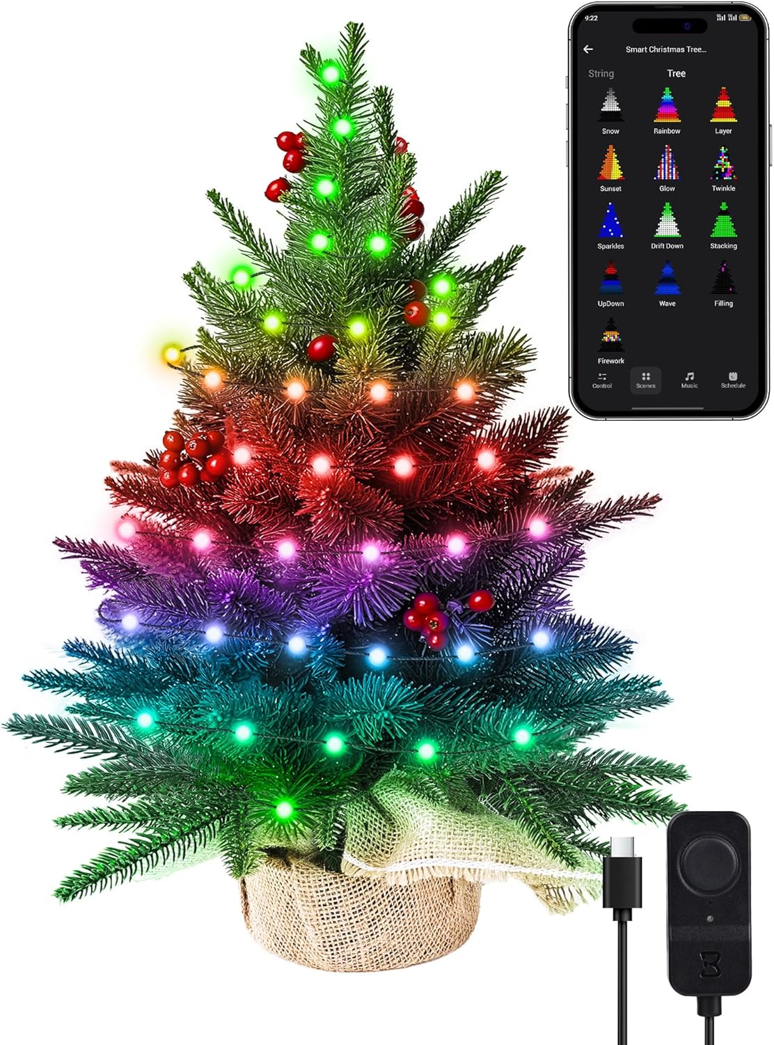 Brizled Smart Mini Christmas Tree with 75 LED RGB Lights