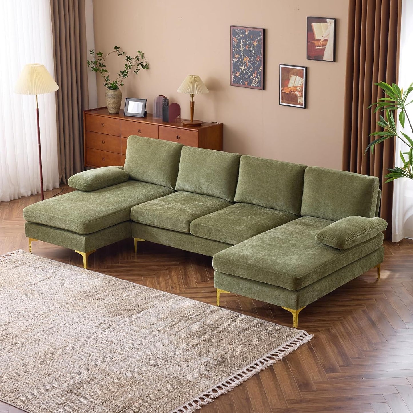 U-Shape Couch for Living Room - 110in Sectional Sofa Set