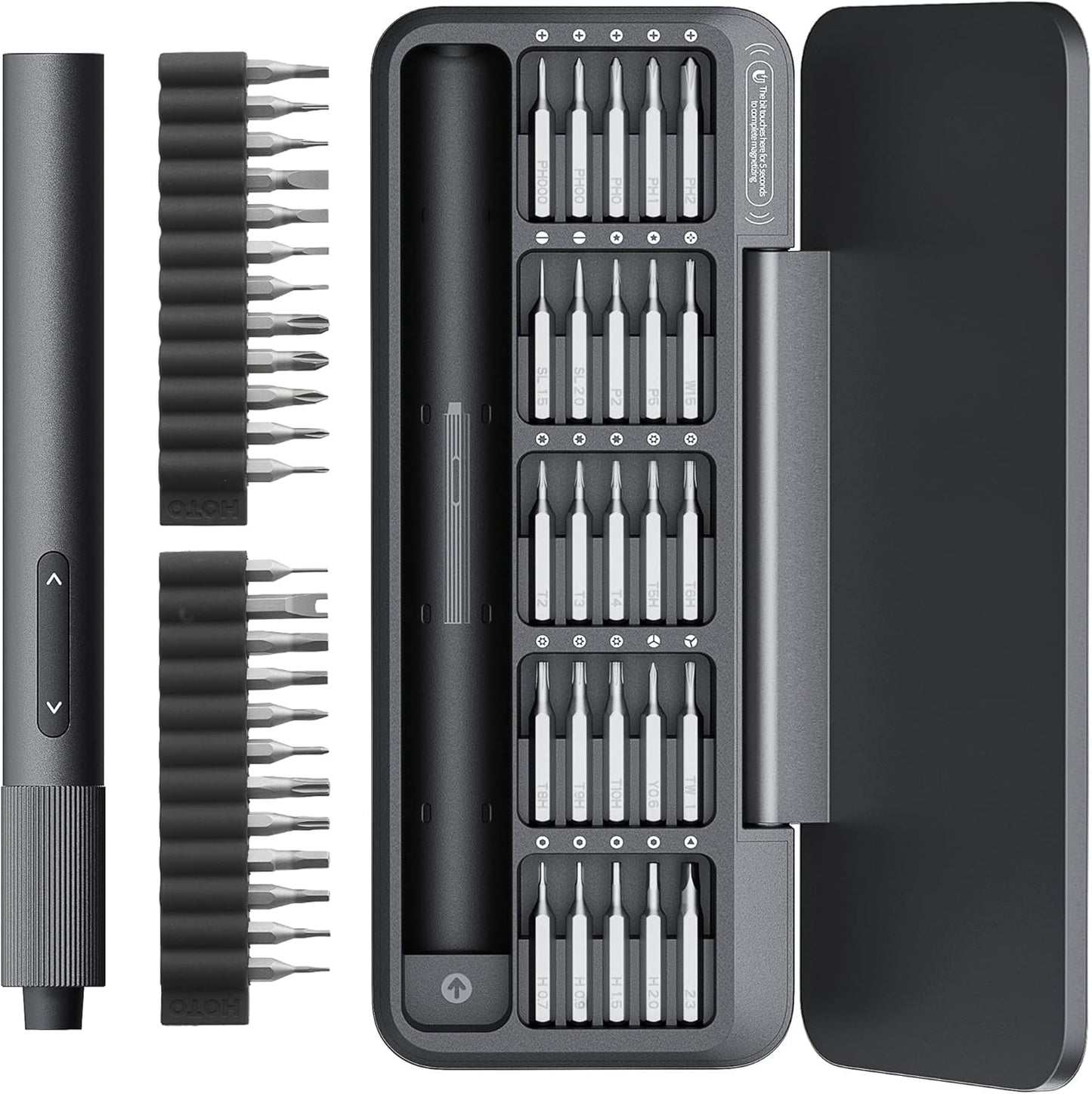 Electric Precision Screwdriver Set with Magnetic Storage & Bits