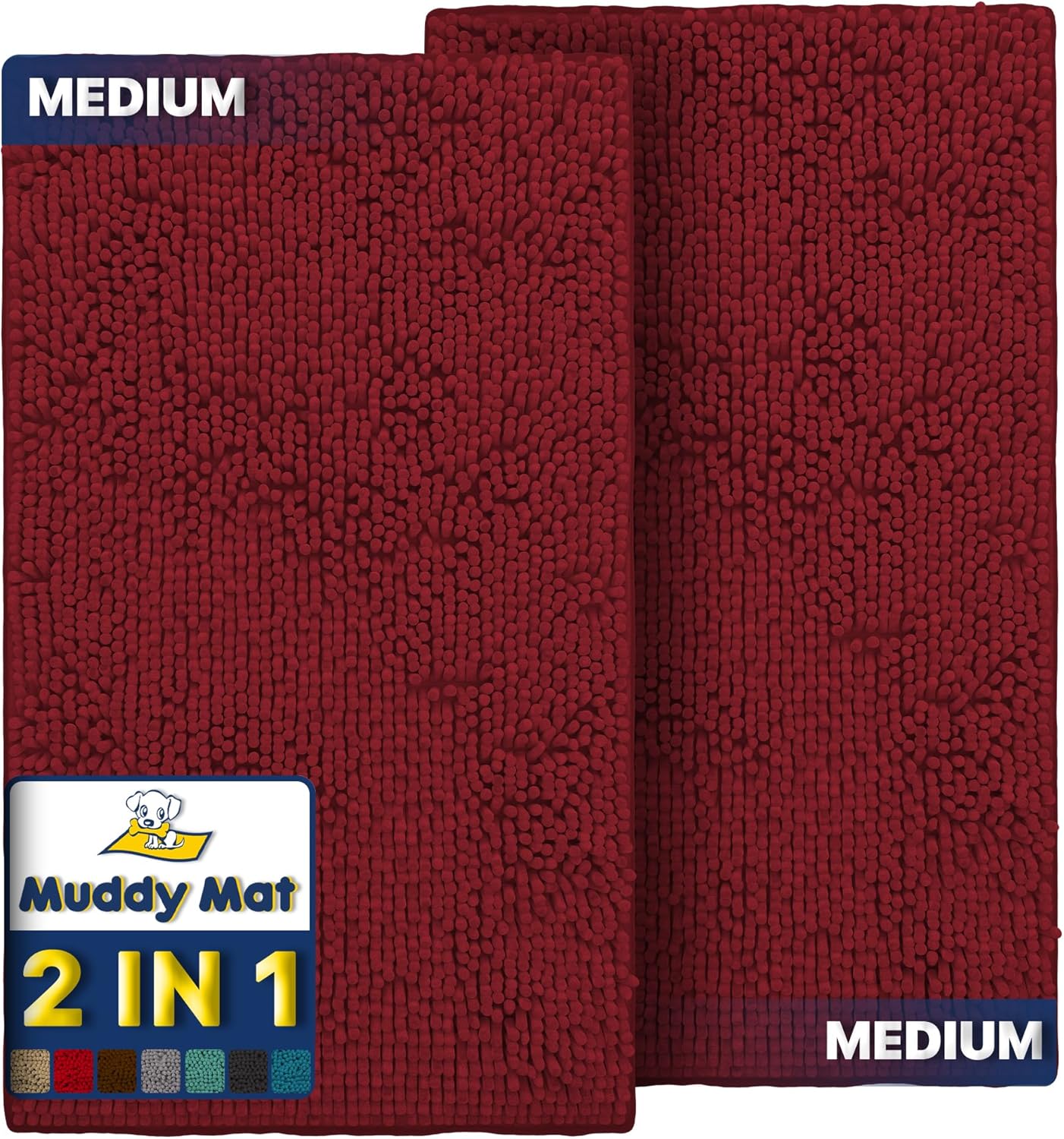 Muddy Mat 2-Piece Red Microfiber Door Mat for All Spaces