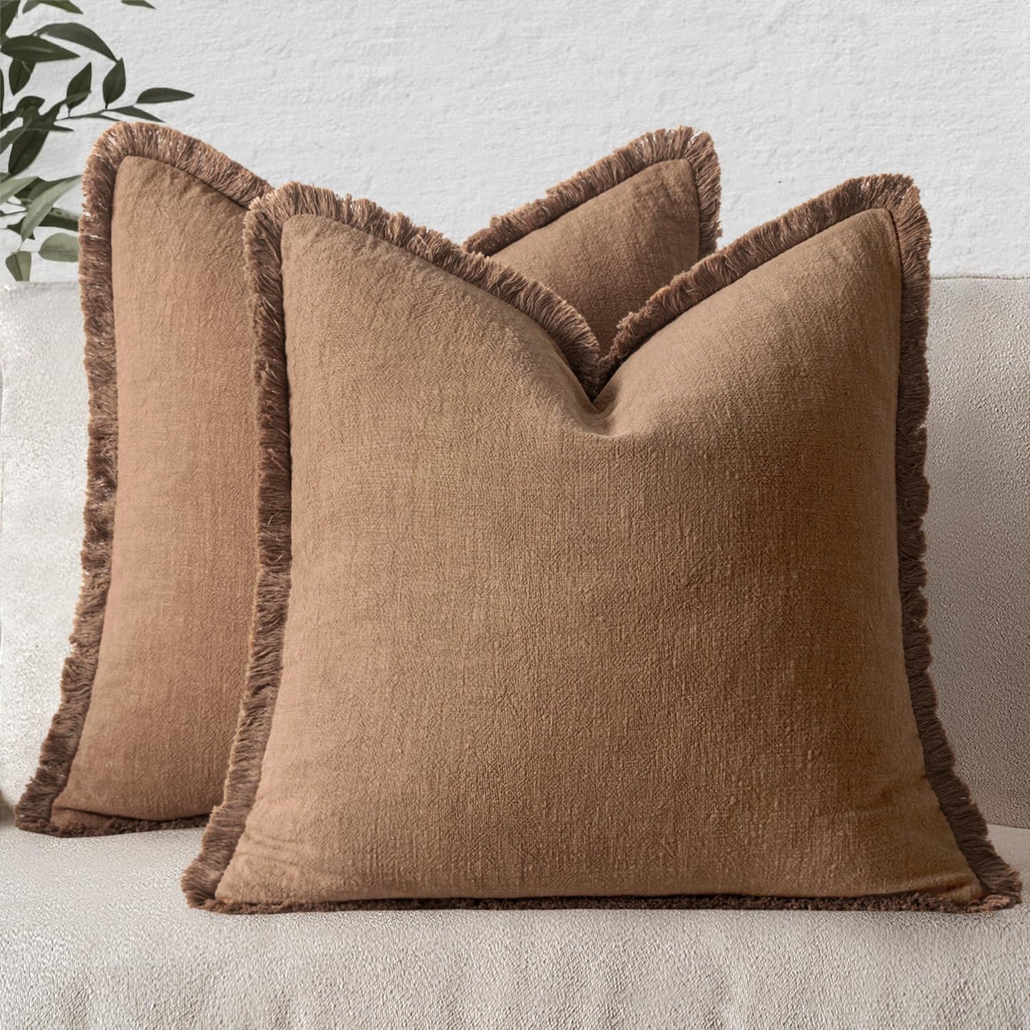 MIULEE Decorative Throw Pillow Covers with Boho Fringe Design