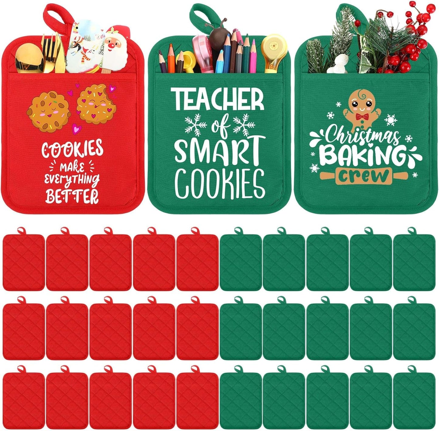 Hoolerry 30 Pieces Pot Holders with Pocket for Kitchen Use