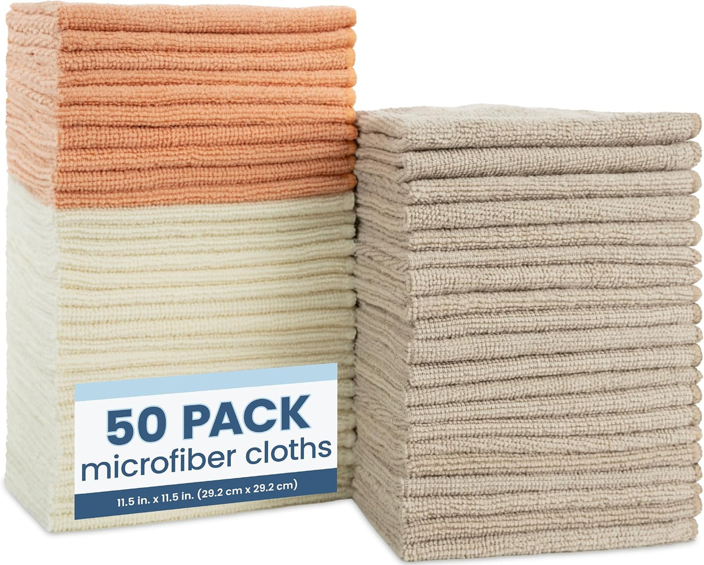 S&T INC. 50 Pack Microfiber Cleaning Cloths, Reusable - Bulk Towels