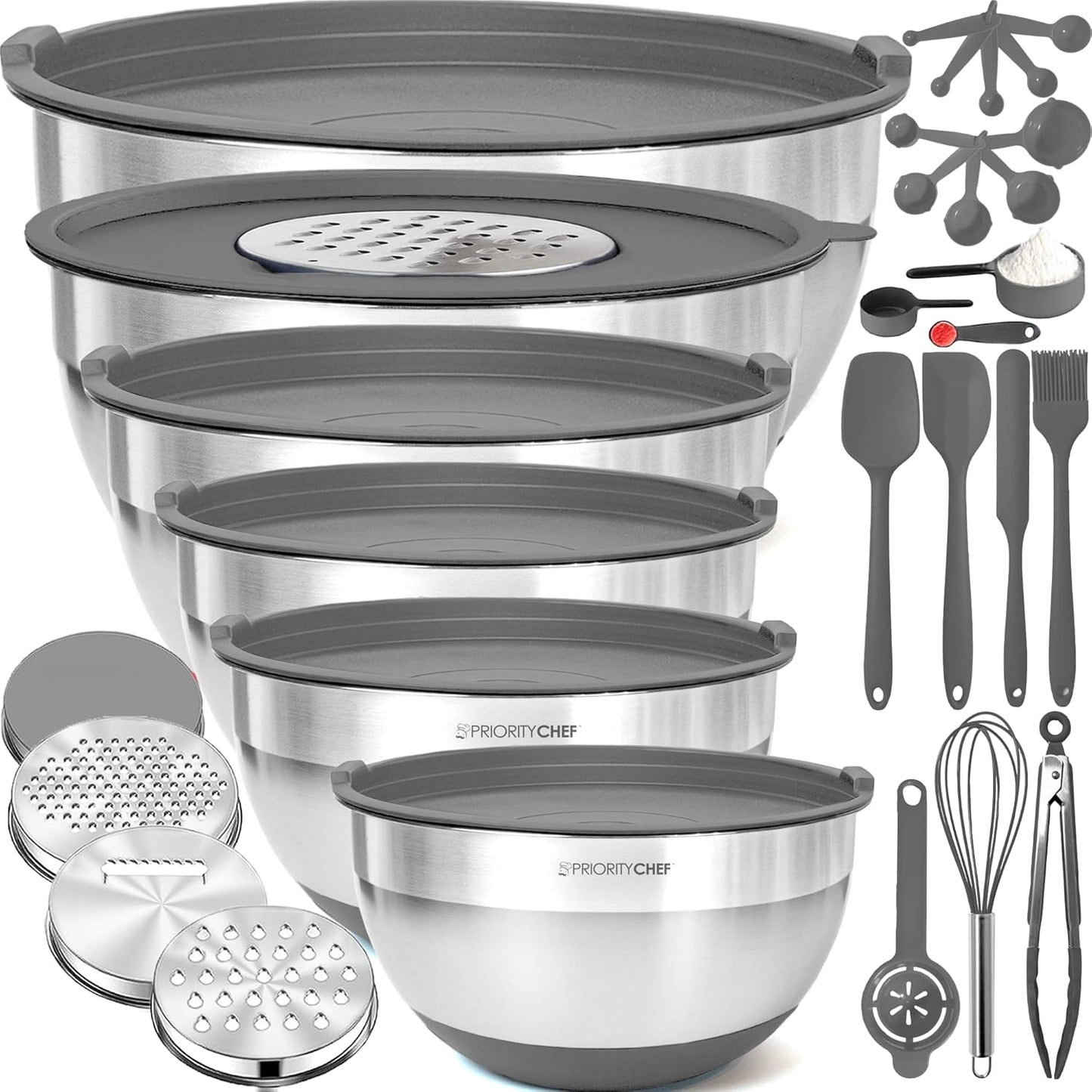 Priority Chef Stainless Steel Mixing Bowls Set with Lids 30Pcs