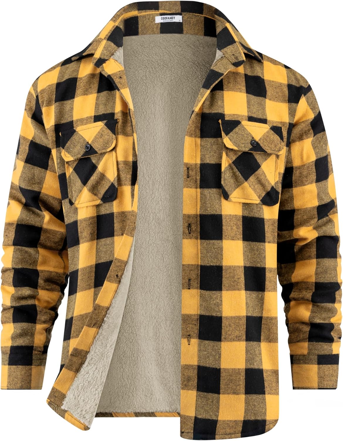 COOFANDY Men's Sherpa Lined Flannel Shirt Jacket for Comfort