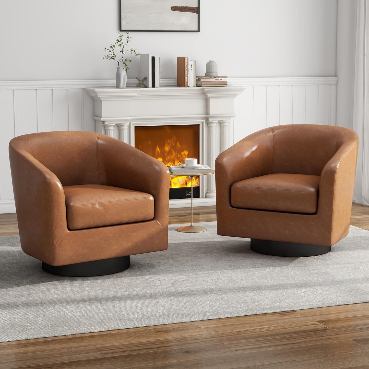 Swivel Barrel Club Chairs Set - Stylish Duo for Any Room