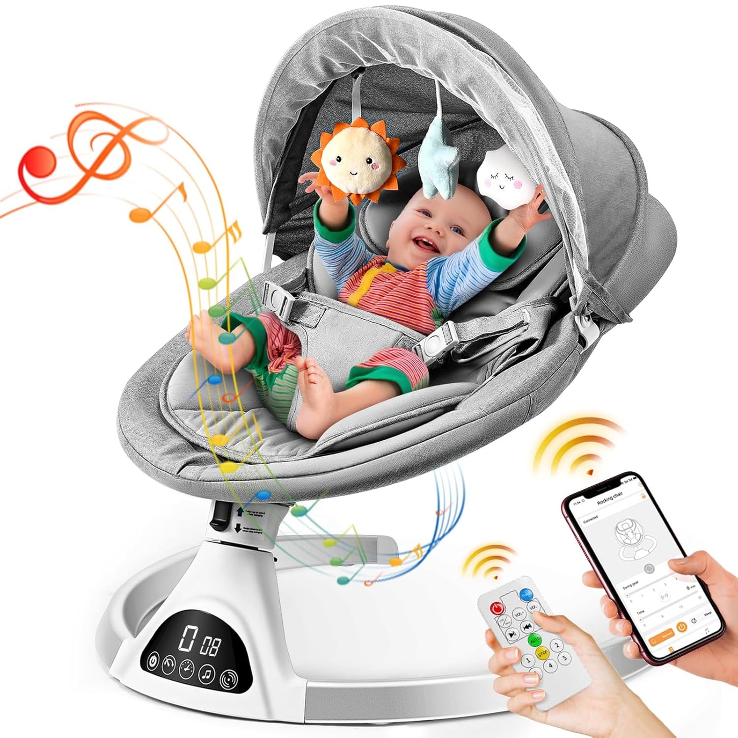 Smart Electric Baby Swing with App Control and Bluetooth Features