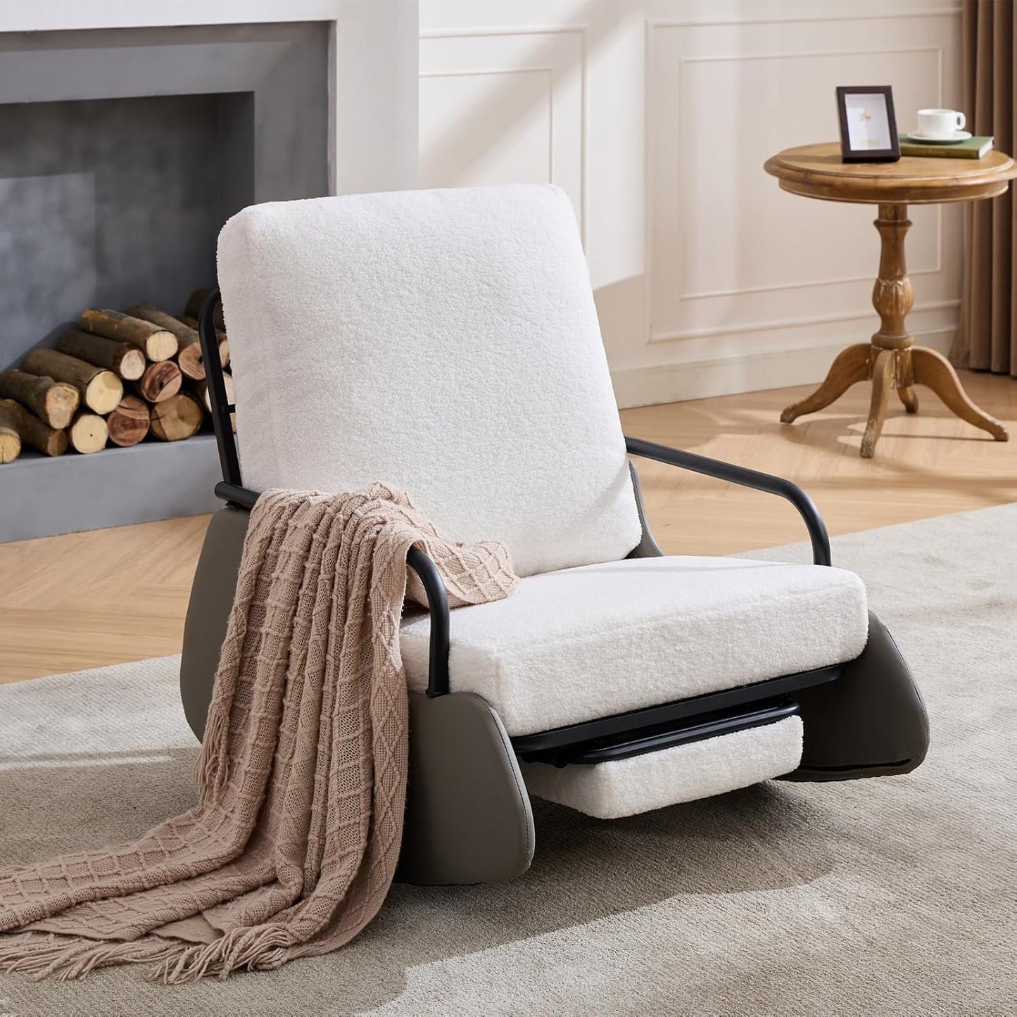 Nursery Rocking Chair Teddy Upholstered Glider Rocker for Comfort