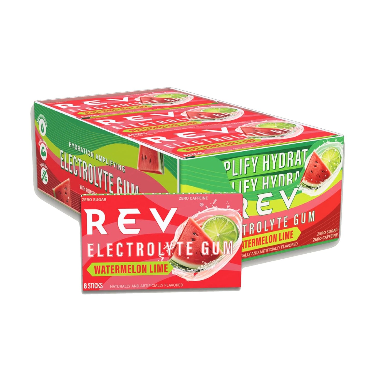 Rev Electrolyte Gum: Sugar-Free Watermelon Lime Flavor for Hydration