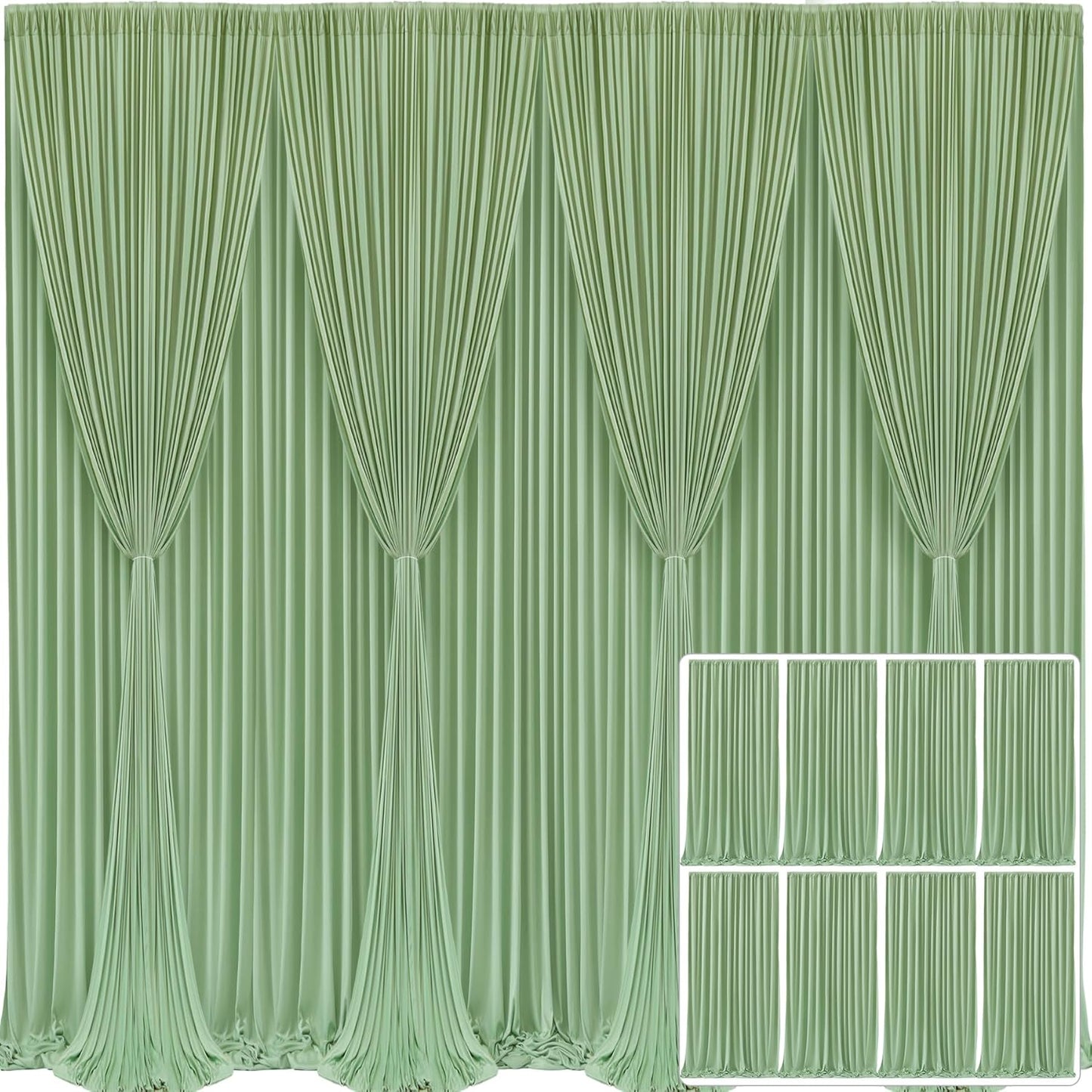 8 Panels Sage Green Backdrop Curtain for Stunning Events