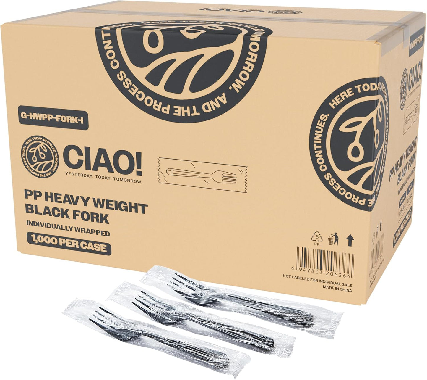 CIAO! 7.3 in Black Fork Heavy Weight Polypropylene Case