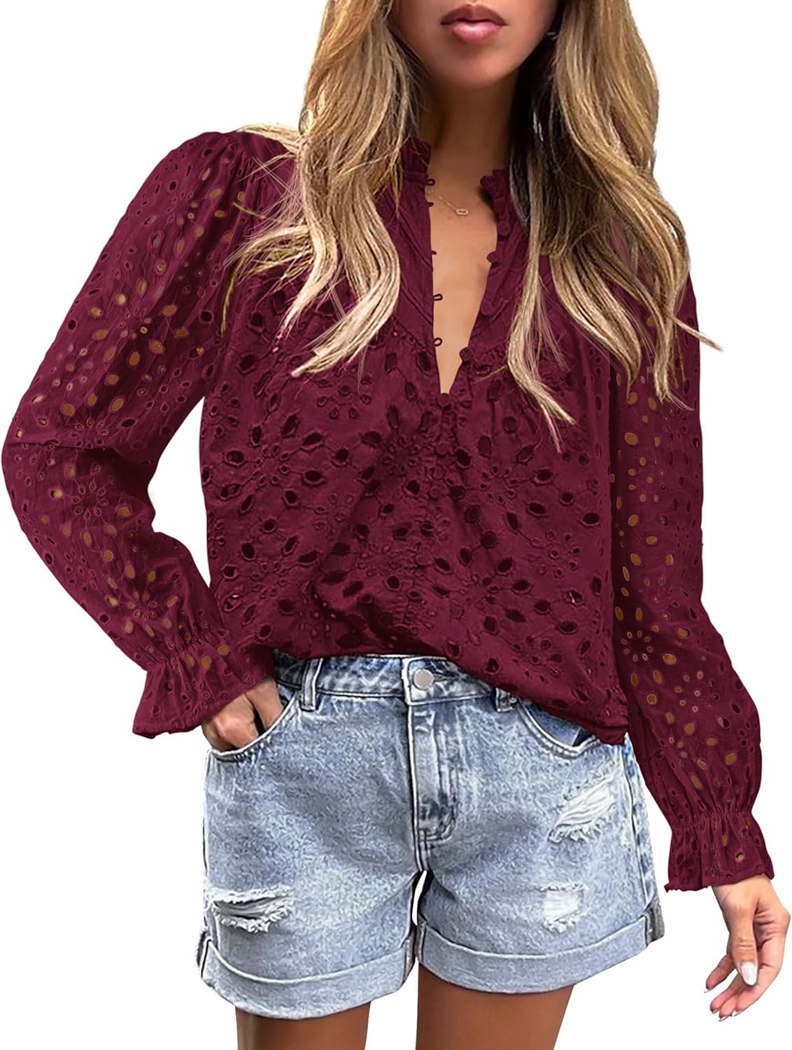 PRETTYGARDEN Women's Dressy Casual Blouse with Puff Sleeves