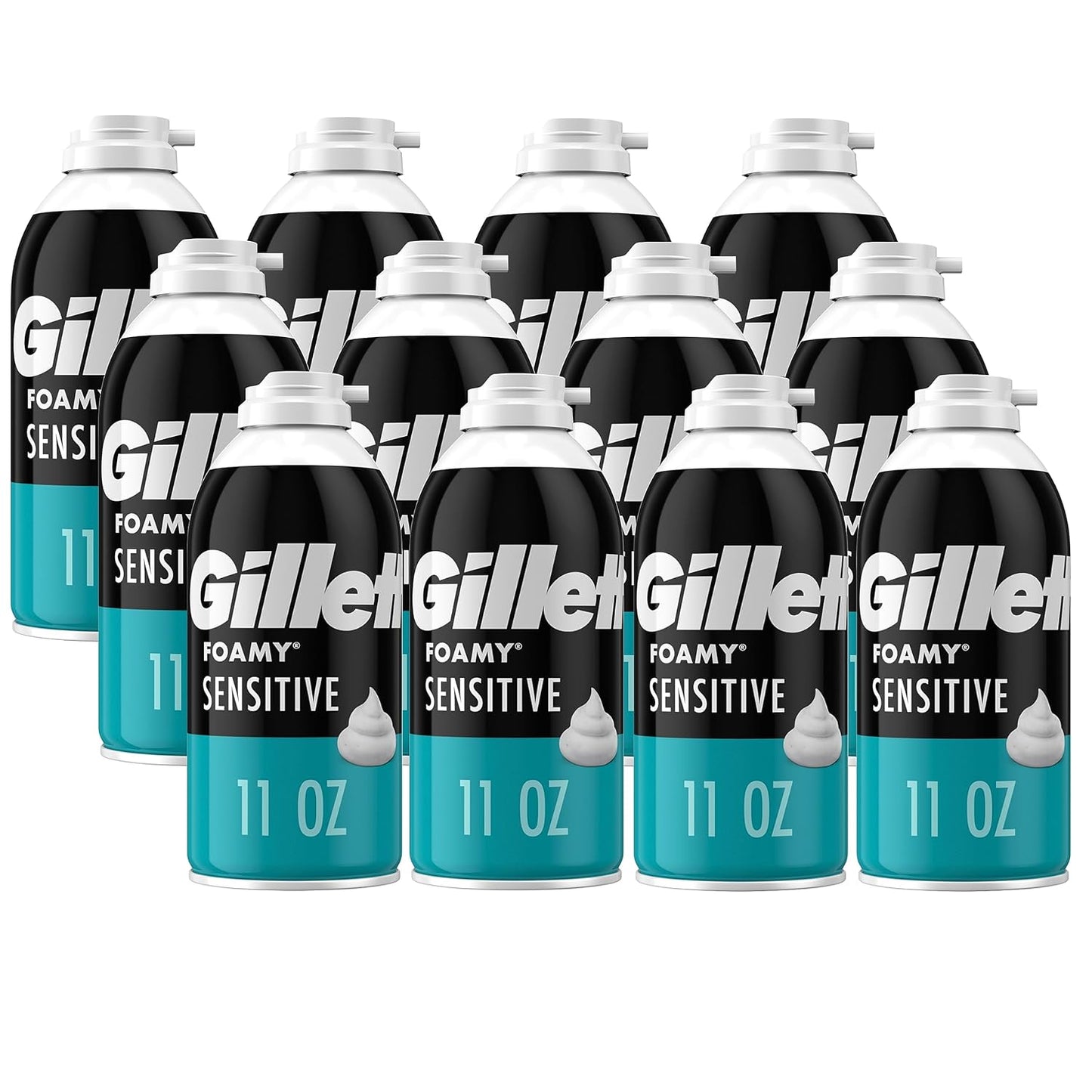 Gillette Foamy Shaving Cream for Sensitive Skin, 11 Ounce Pack