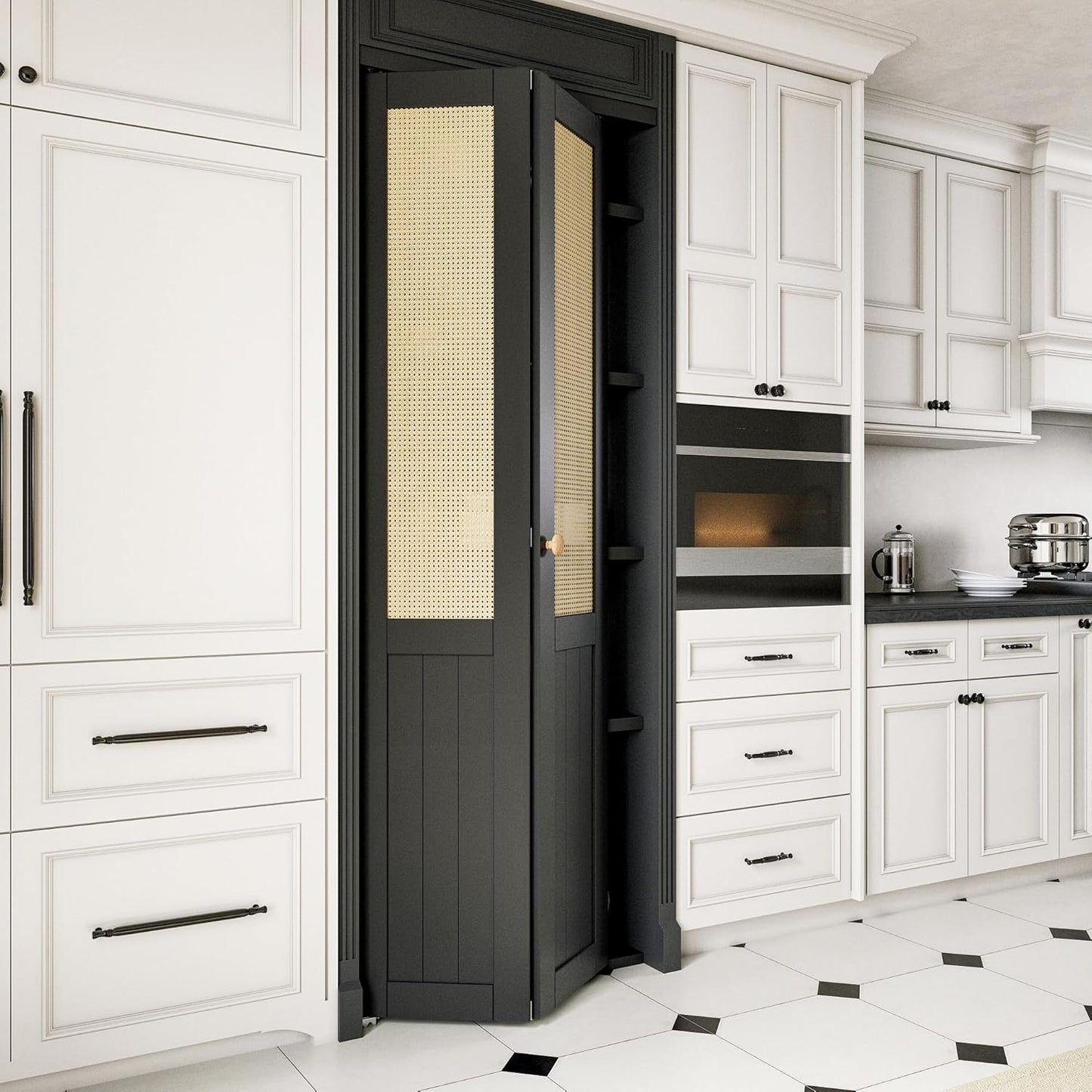 24in x 80in Rattan Bifold Closet Door with Hardware & Knob