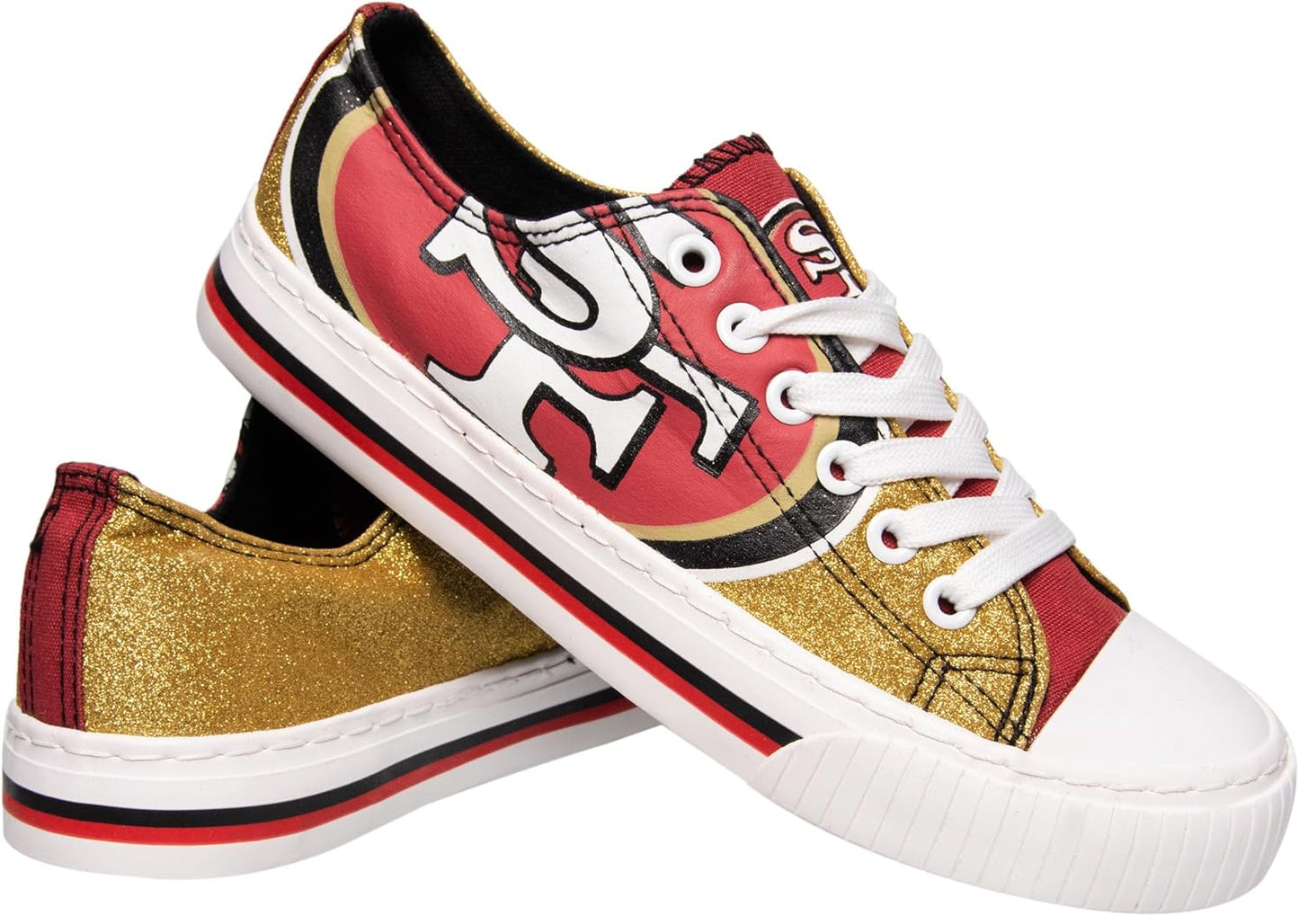 FOCO Women's NFL Team Logo Glitter Low Top Canvas Sneakers
