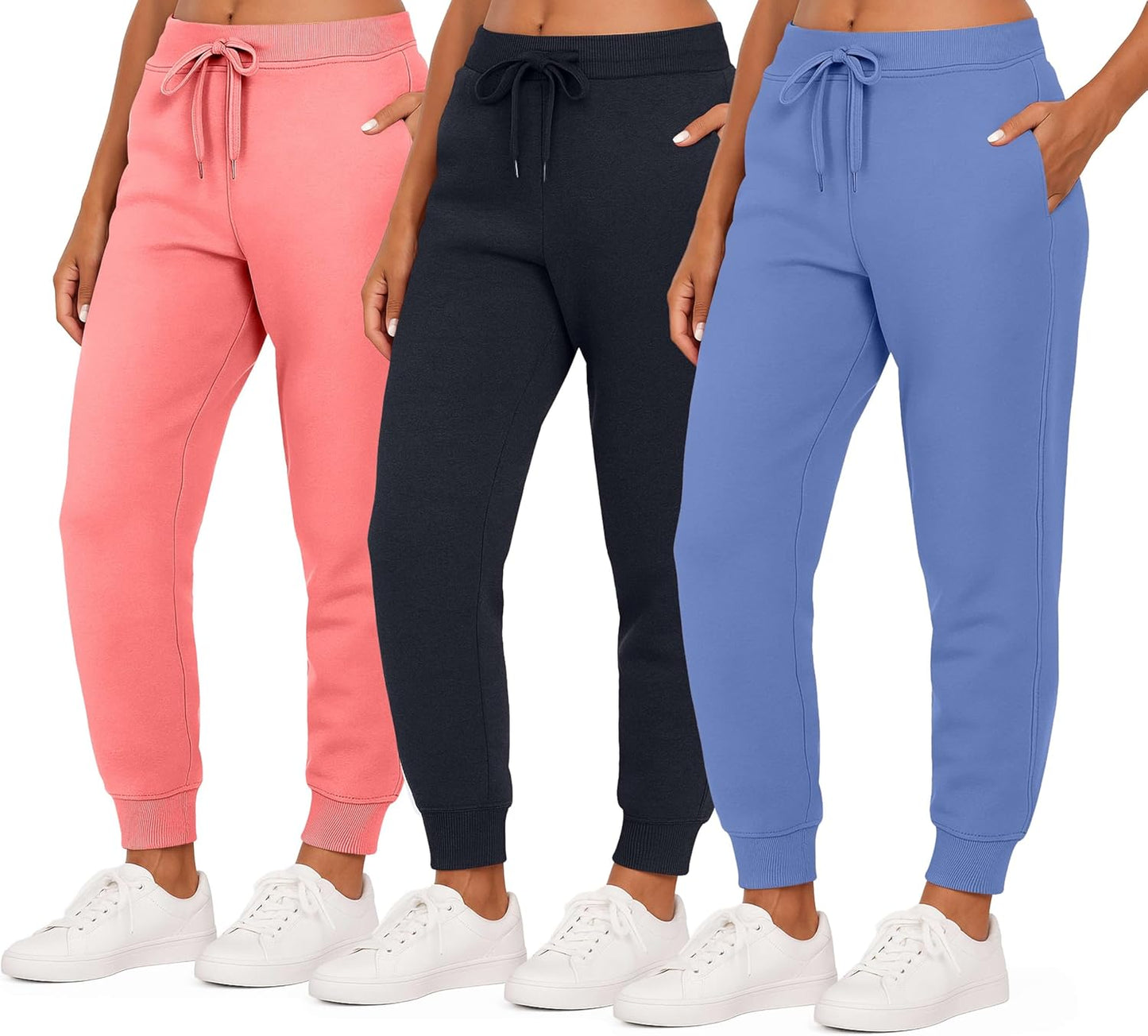 Women's Ultra-Soft Fleece Joggers: Cozy 3 Pack for All Sizes