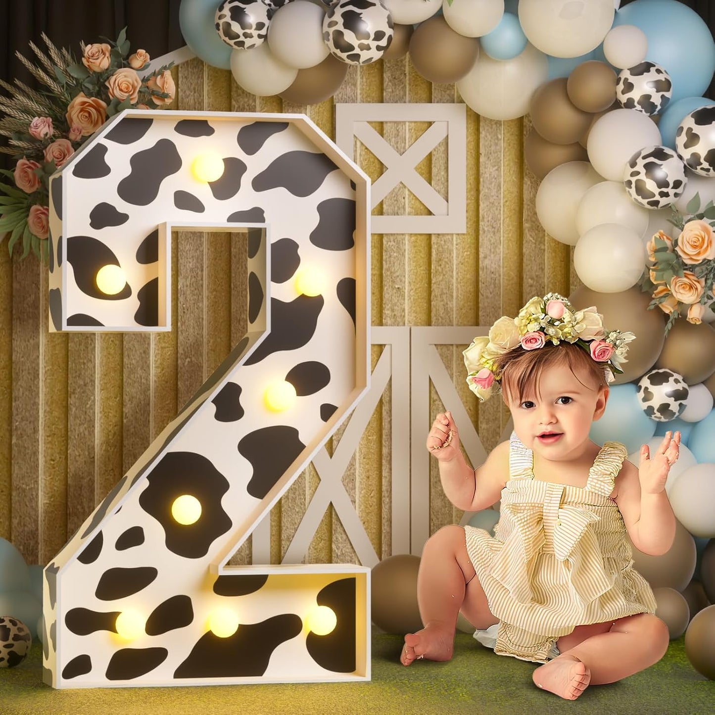 Marquee Numbers Cow Birthday Decorations for Kids' Parties
