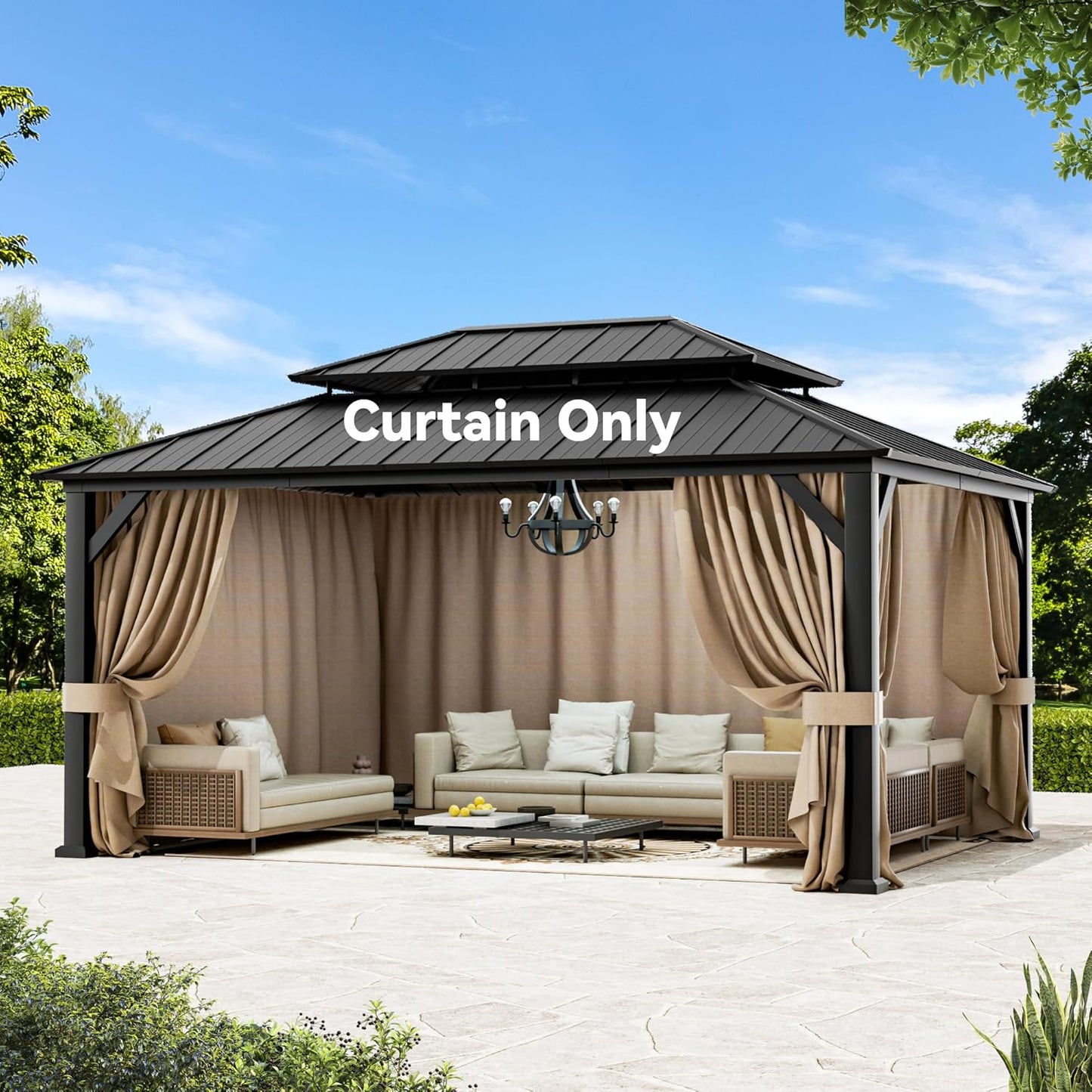 Universal 4-Panel Gazebo Curtain Replacement for Outdoor Privacy