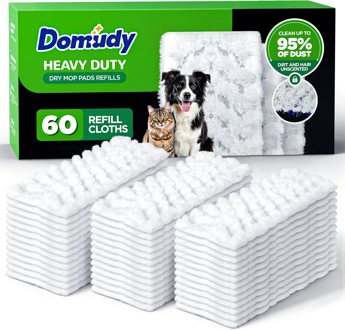 60 Count Heavy Duty Dry Sweeping Cloths for Swiffer Mop Refills