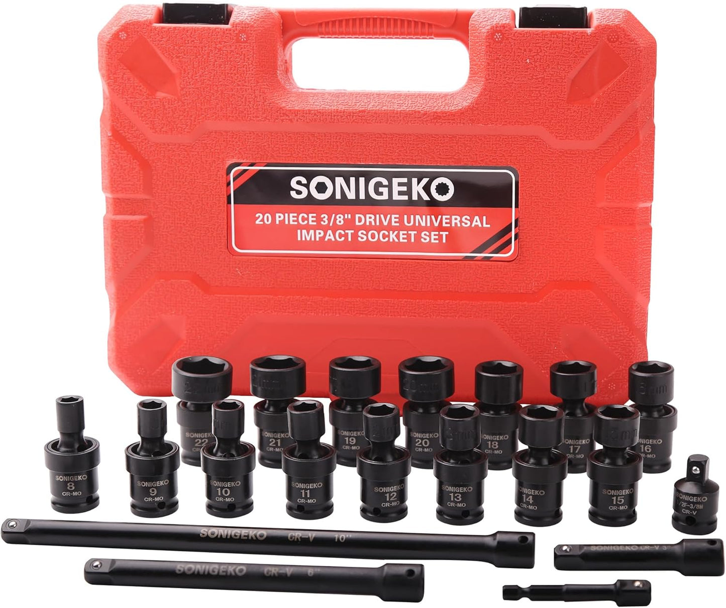 3/8 Drive Impact Swivel Socket Set - 20 Piece Metric Set