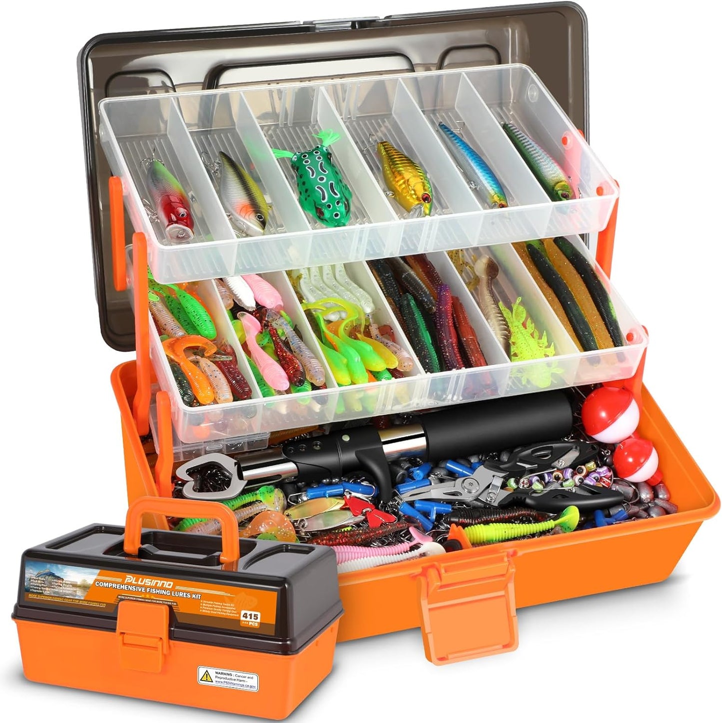 Complete Fishing Lure Kit - 415Pcs PLUSINNO Tackle Box