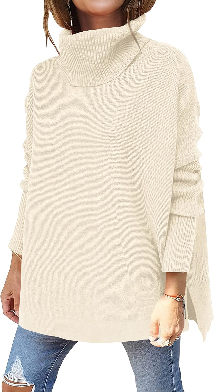 Oversized Turtleneck Batwing Sleeve Sweater for Women