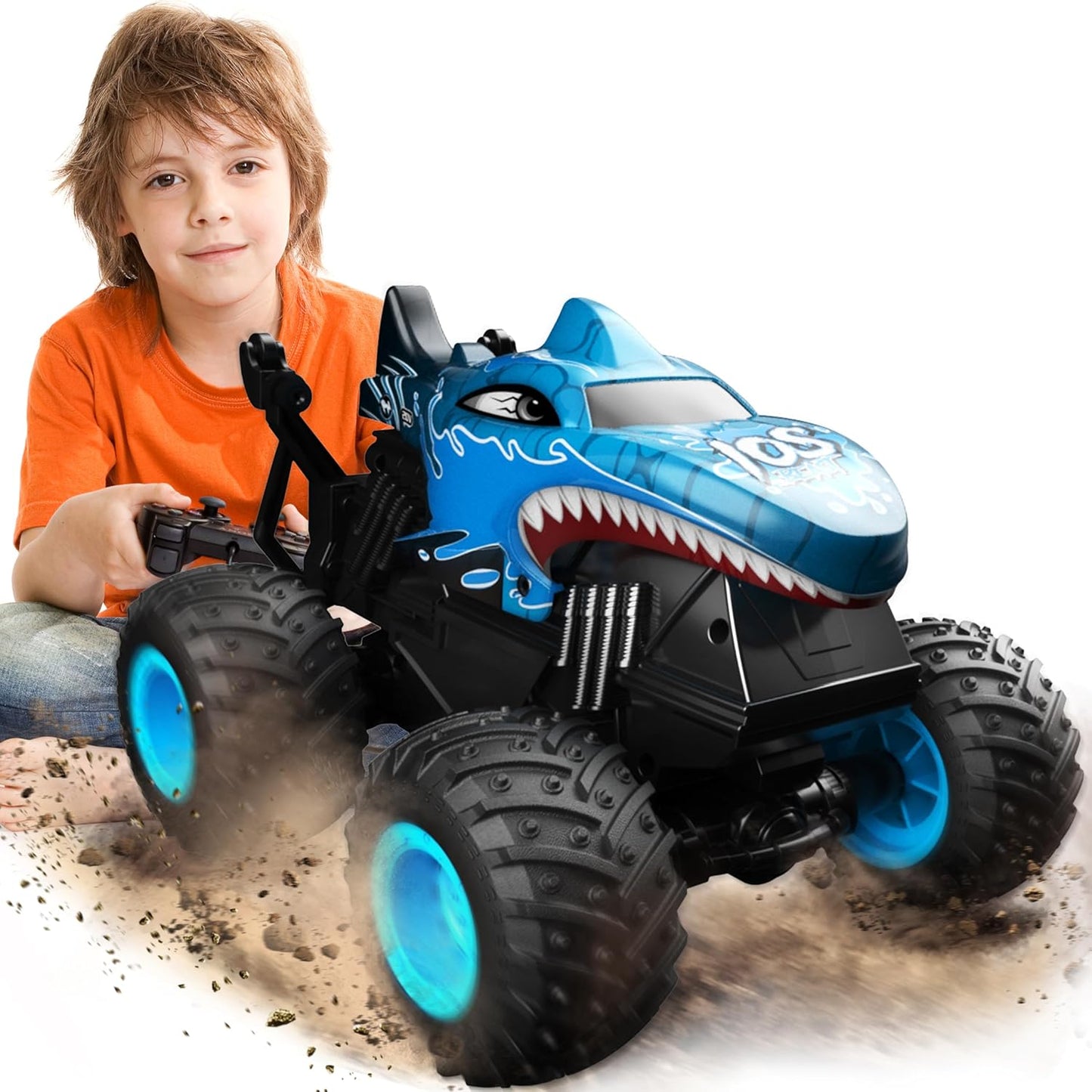 BEZGAR Remote Control Monster Truck with Light & Music for Kids