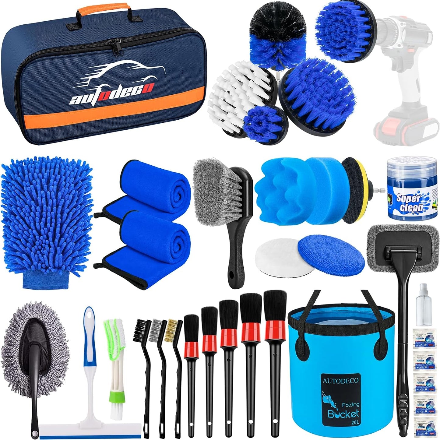 Ultimate 34pc Car Detailing Brush Set by AUTODECO