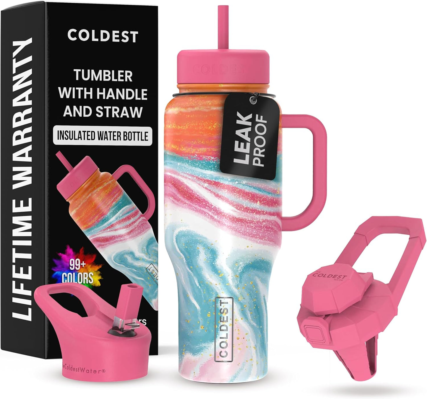Coldest Tumbler with Handle and Straw - 36 oz Amethyst