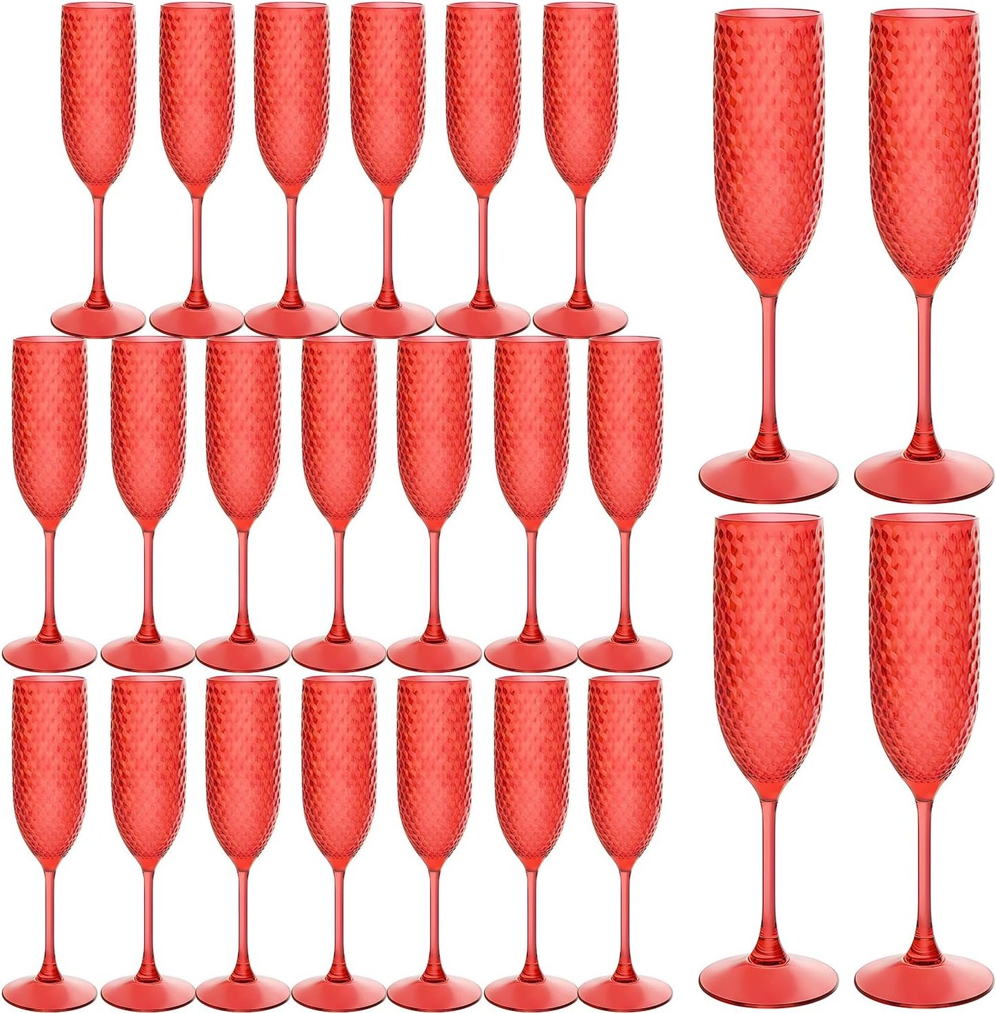 24PCS Dark Red Champagne Flutes for Elegant Celebrations