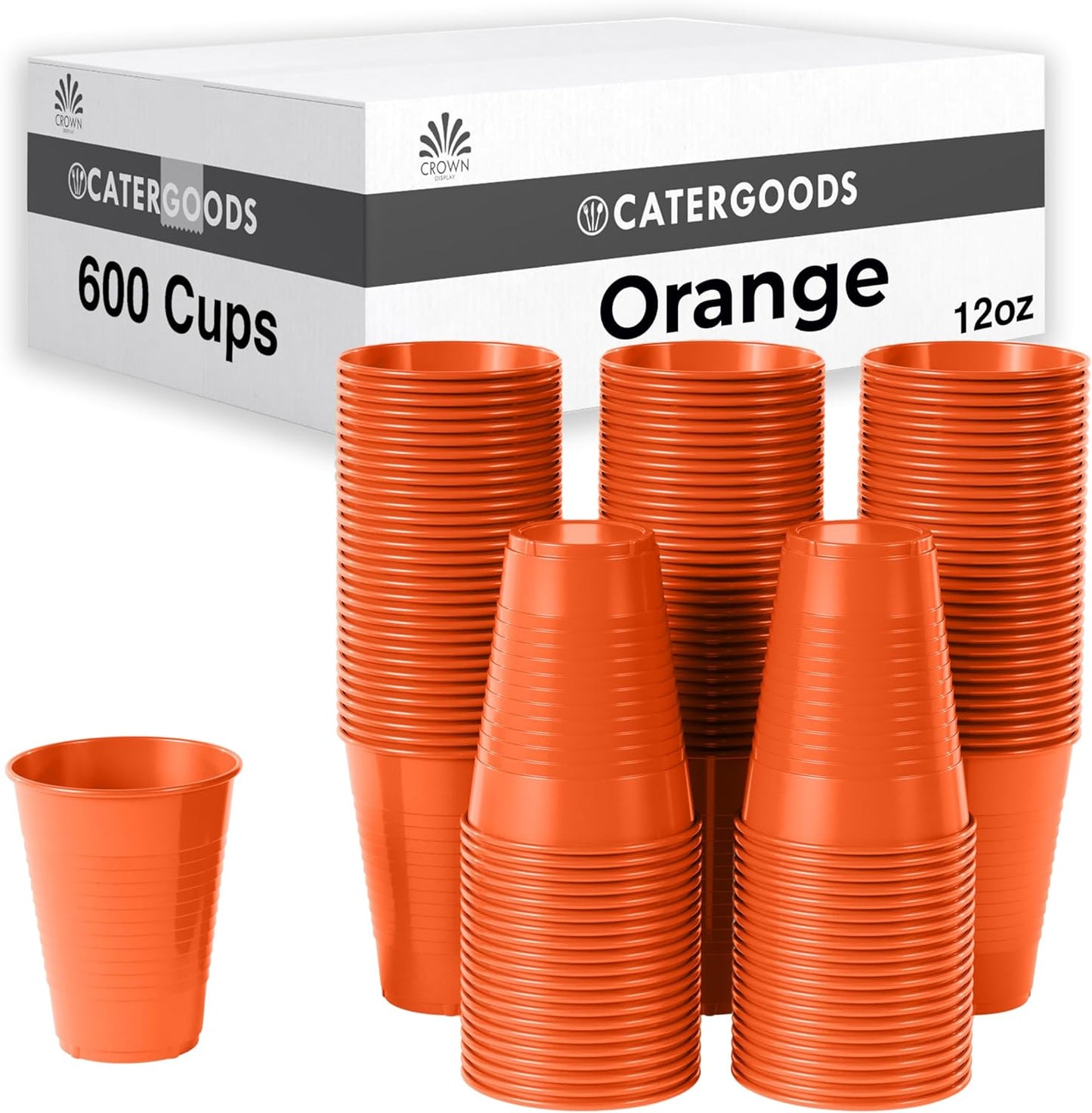 Party Solids Orange Disposable Cups - 600 Pack 12 Oz Durable