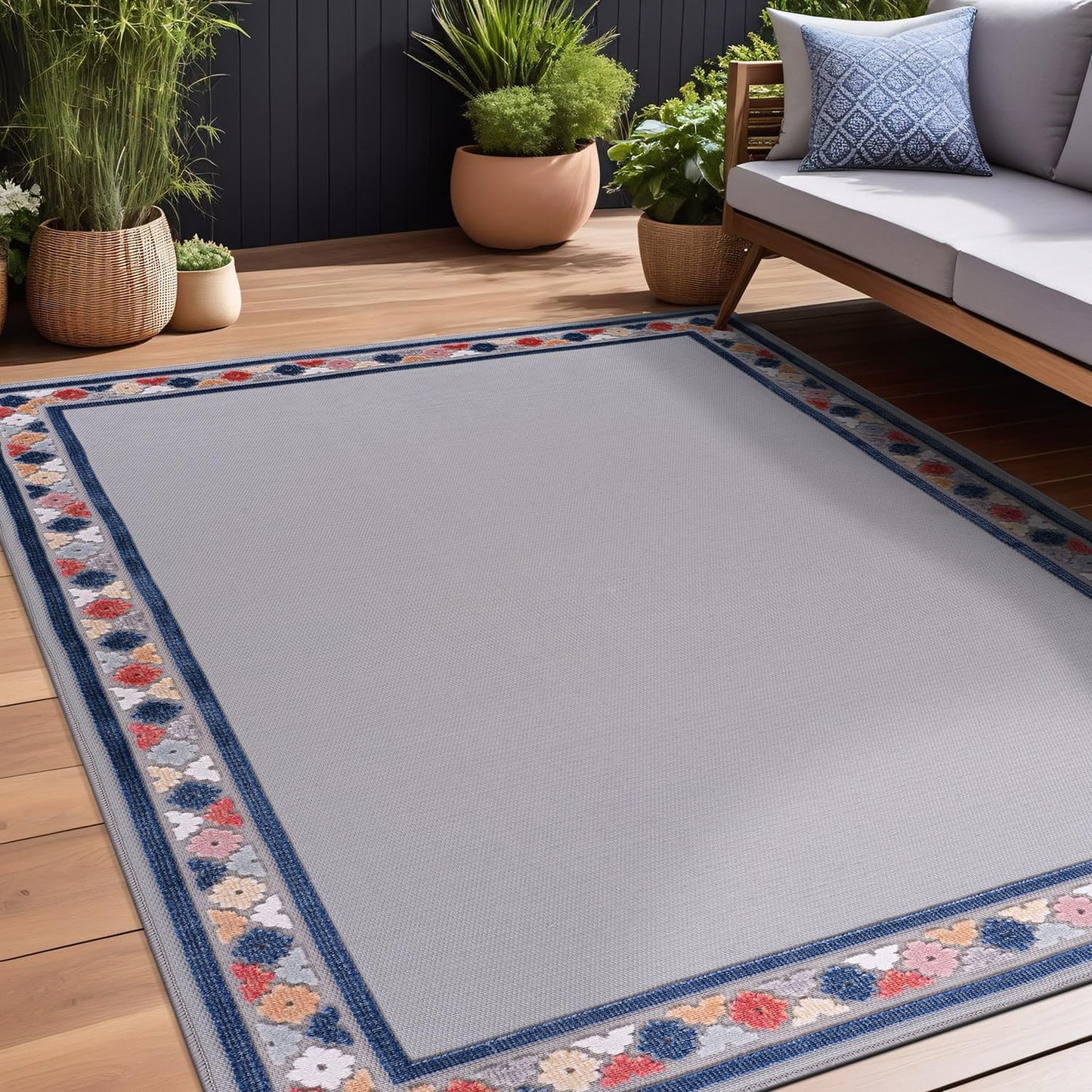 Beverly Rug Outdoor Rug 9x12 Modern Bordered Area Rug