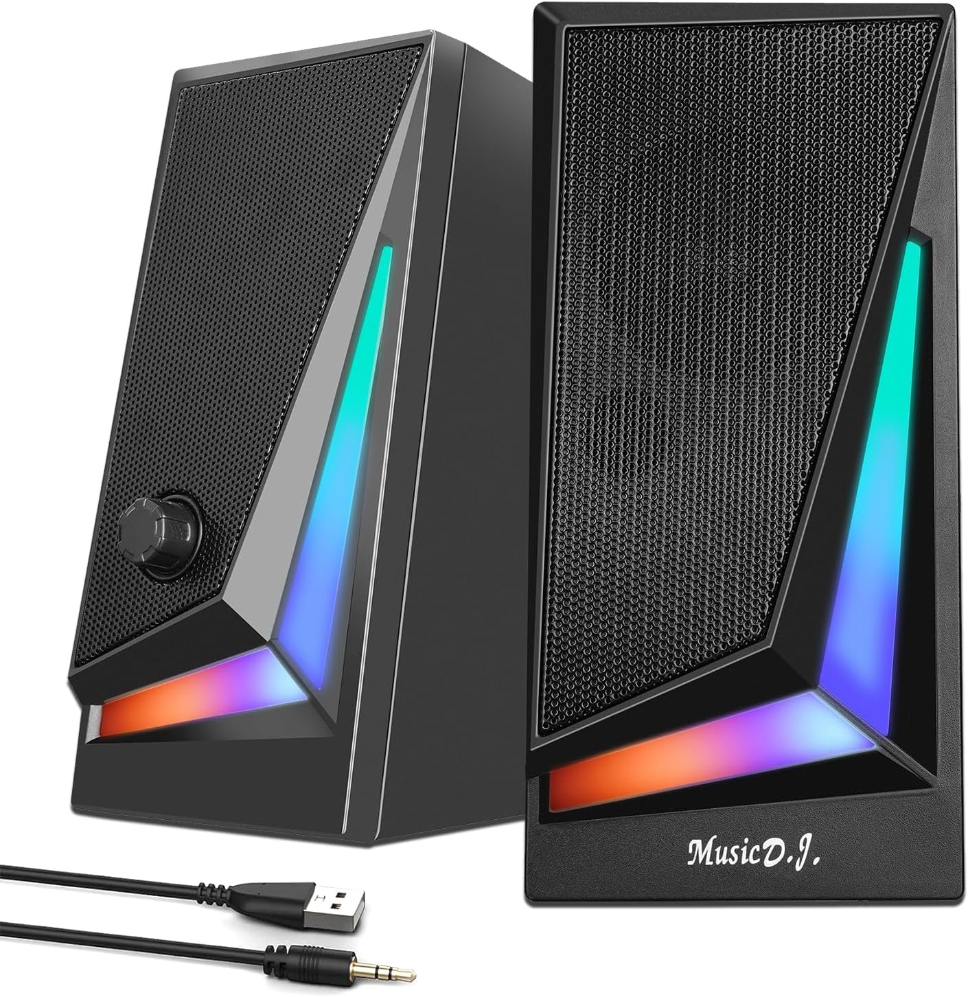 RGB Computer Speakers - Rich Stereo Sound, Easy Controls