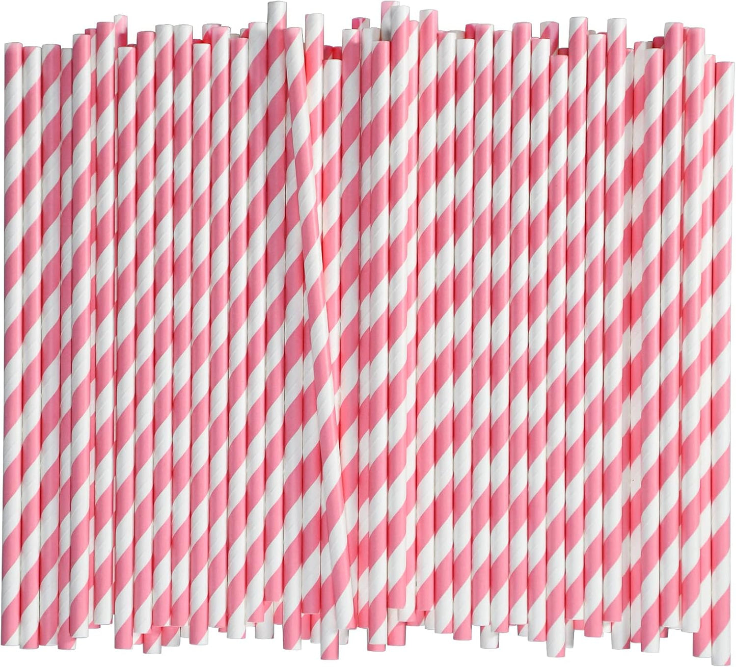 Chunspak Pink and White Striped Paper Drinking Straws Bulk 1000 Count