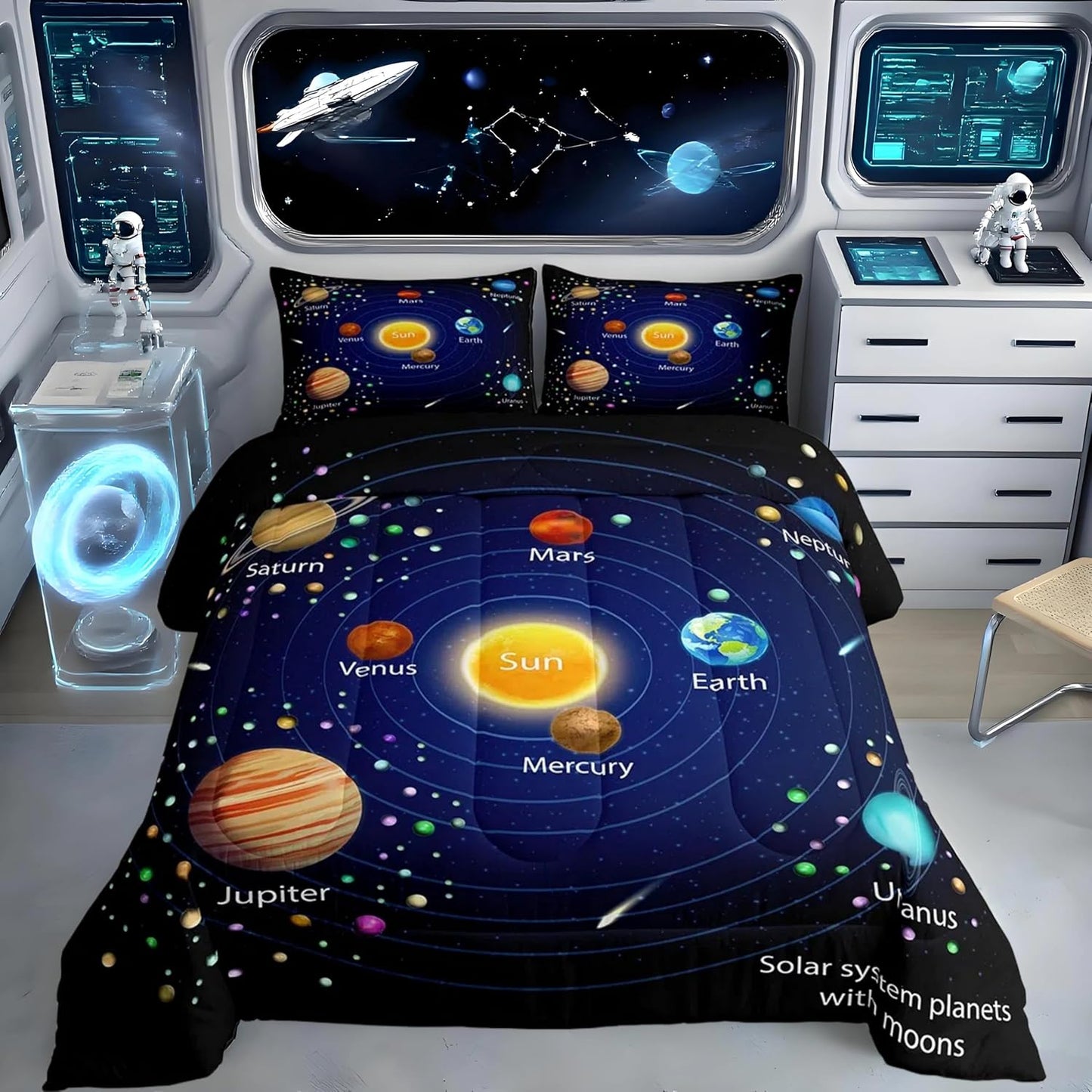 Feelyou Outer Space Comforter Set for Kids with Galaxy Design