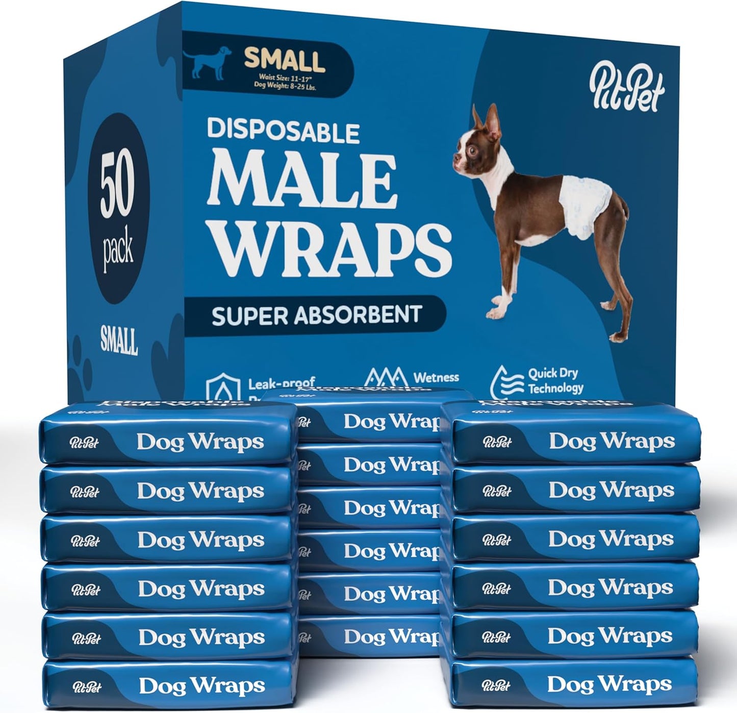 Comfortable Male Dog Diapers - Super Absorbent 50-Pack Wraps