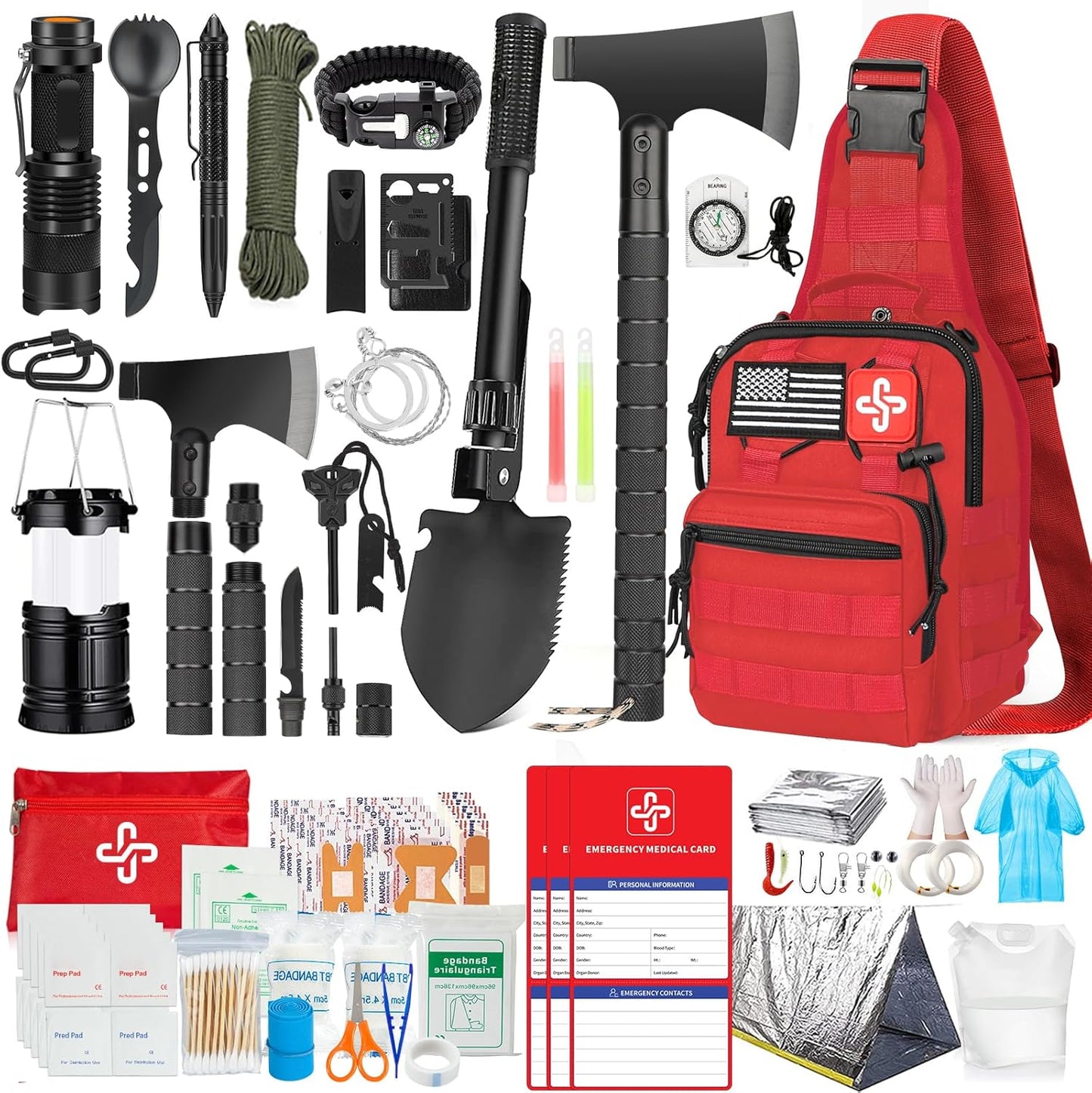262Pcs Survival Kit with First Aid, Emergency Gear for All