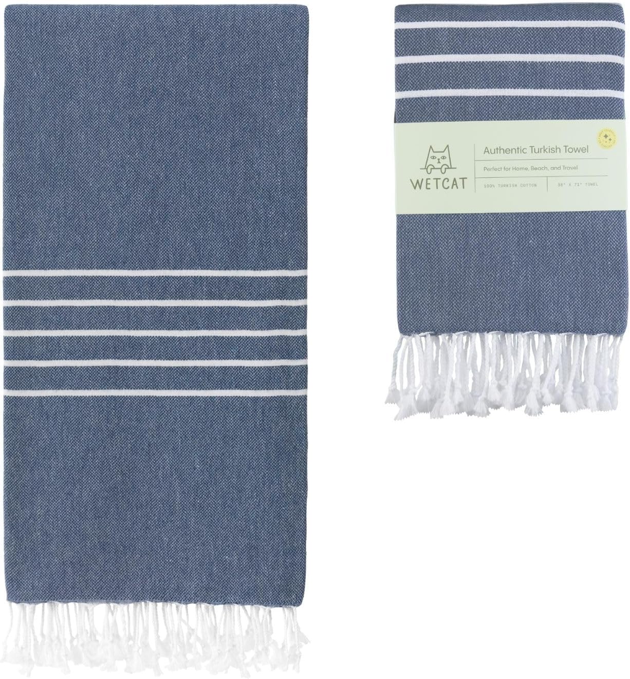 WETCAT Turkish Beach Towel Oversized for Travel - Navy Blue