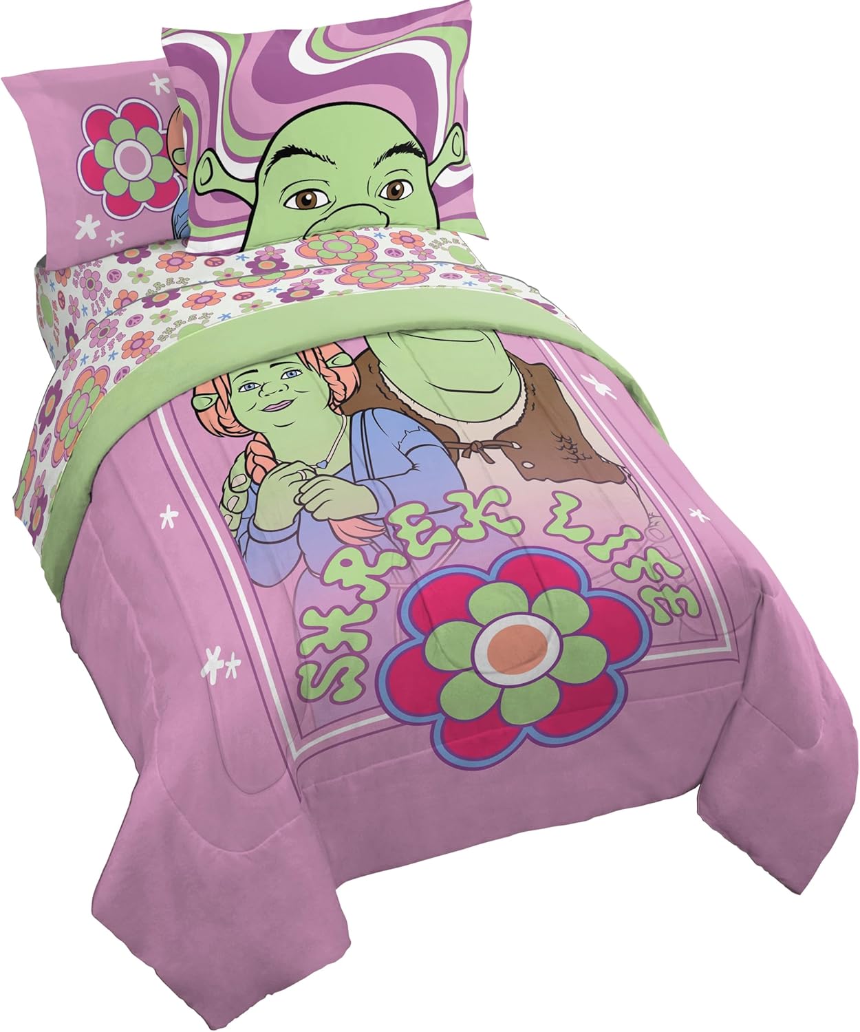 Shrek Full Size Comforter Set - 7 Piece Floral Bedding Set