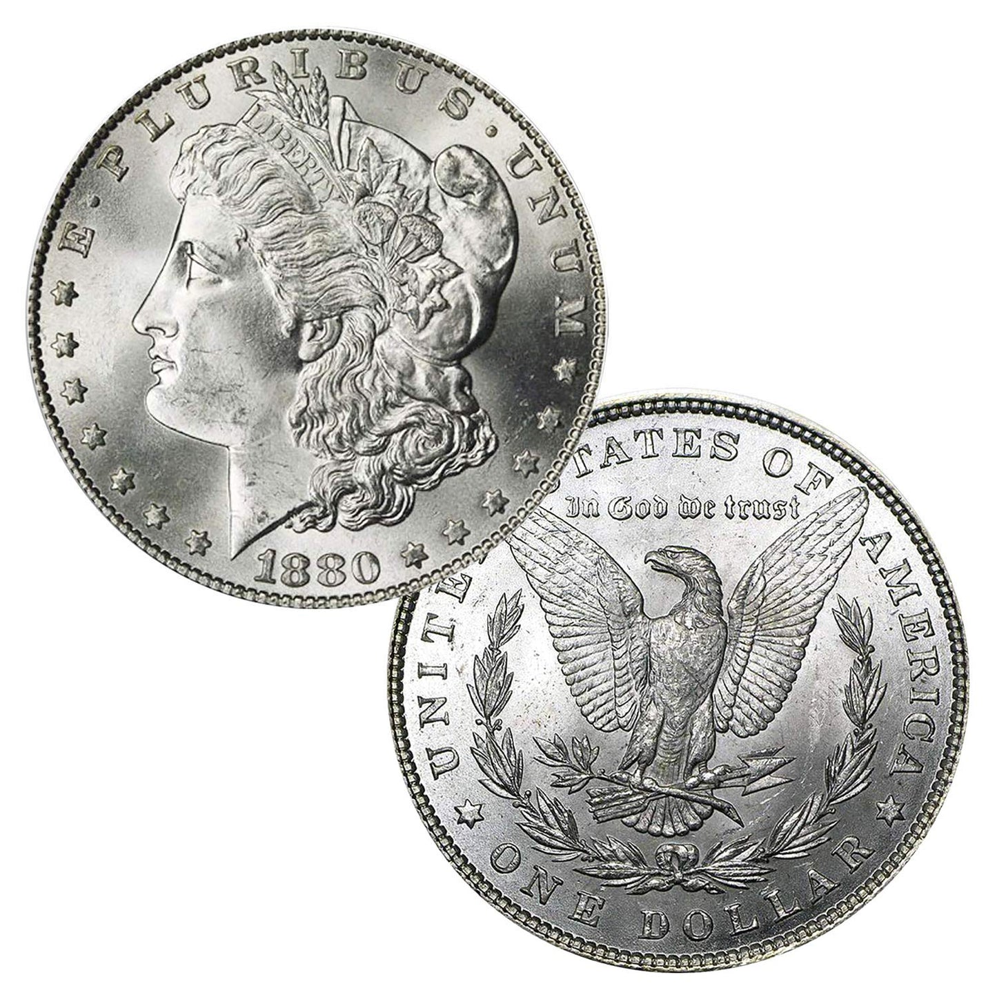 USA 1880 P Morgan Silver Dollar Coin - Brilliant Uncirculated