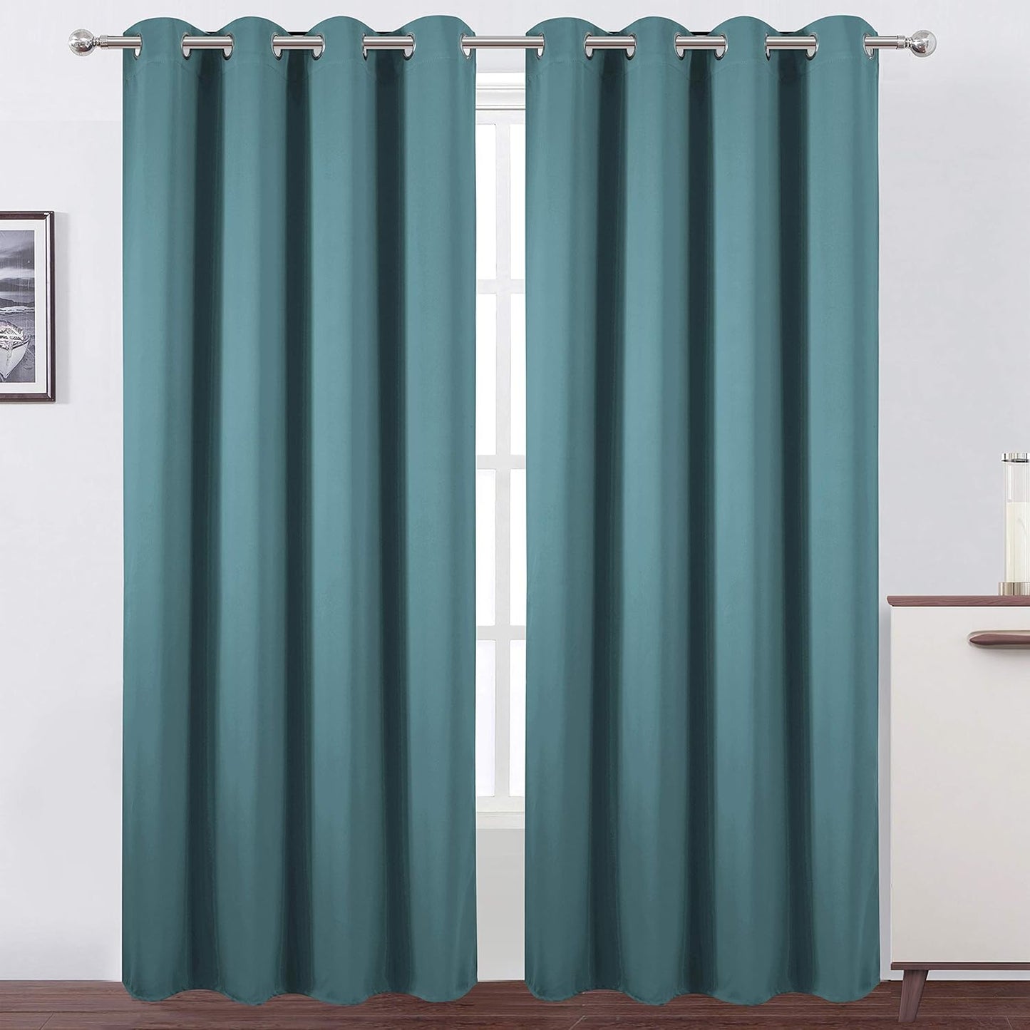 LEMO Sea Teal Thermal Blackout Curtains for Room Darkening