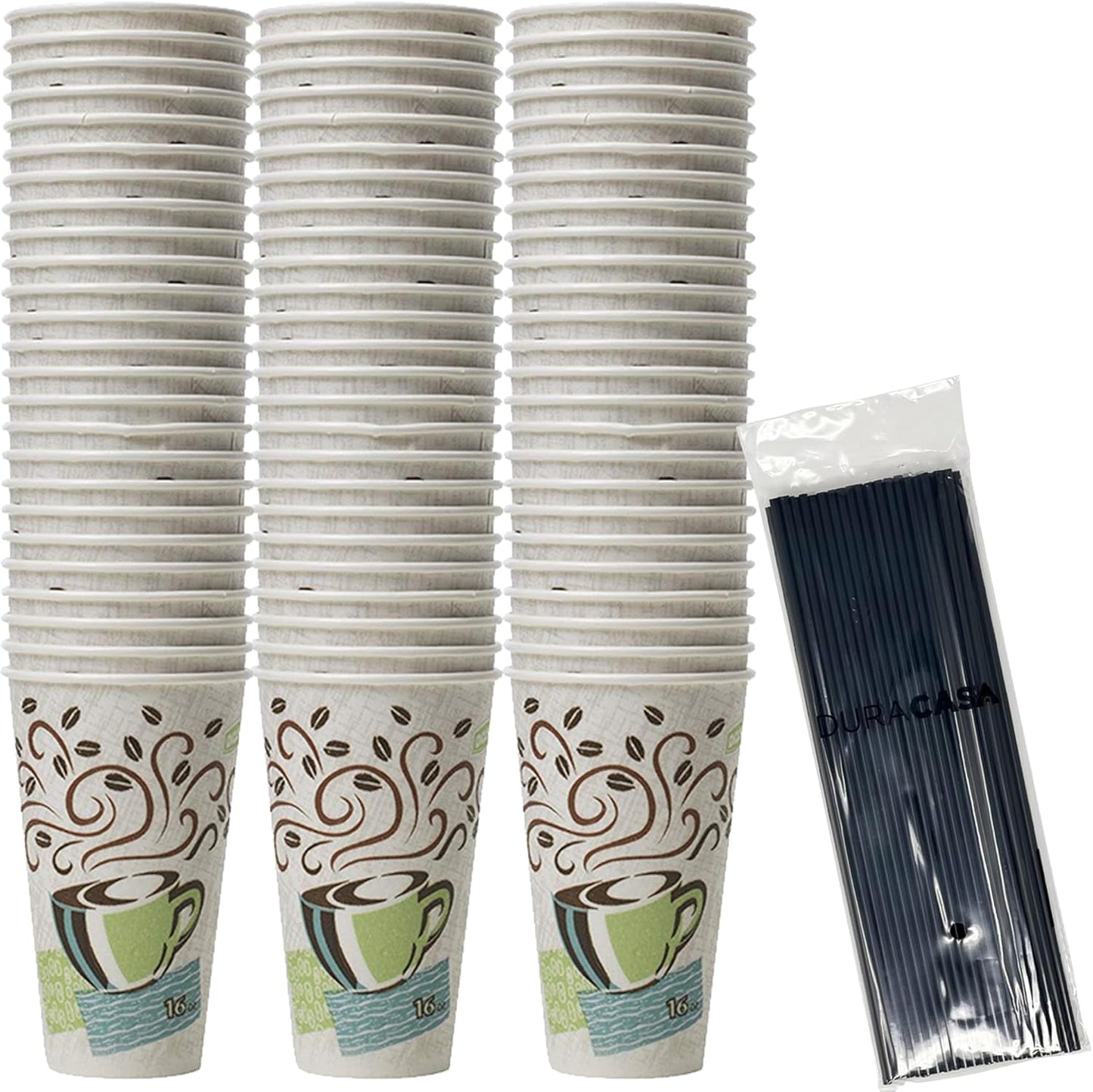 Dixie PerfecTouch Hot Cup Bundle - 75 Cups & Straws