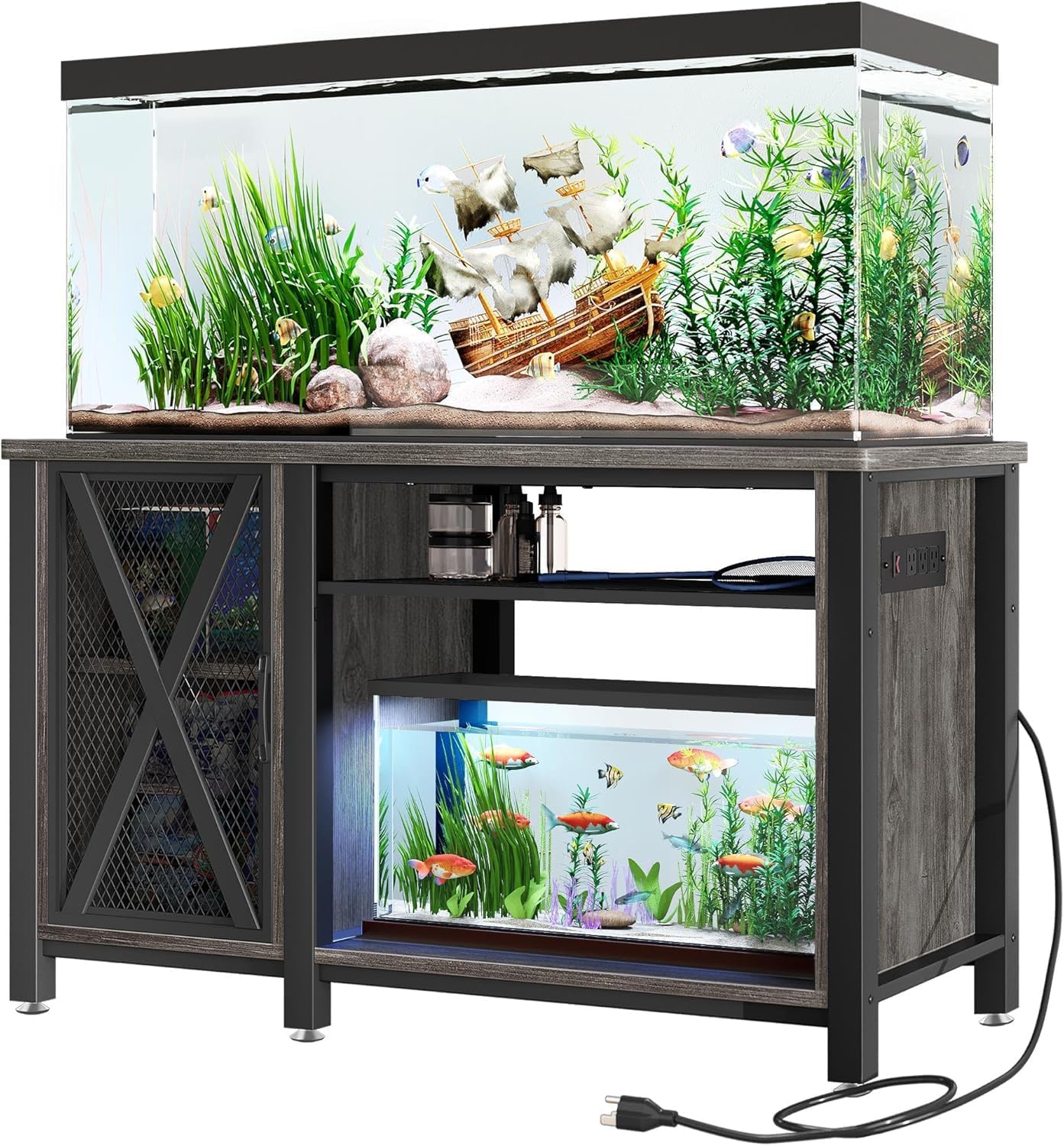 DWVO 55-75 Gallon Aquarium Stand with Power Outlets and Storage